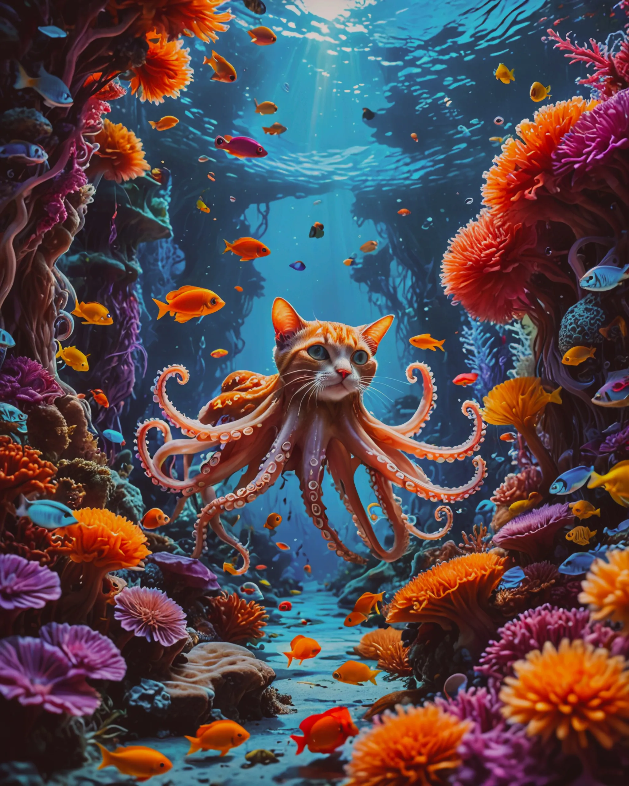 Cattopus hybrid creature cat and octopus 