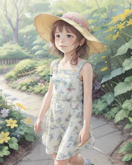 A girl a botanical garden - Free AI Photo Generator - starryai