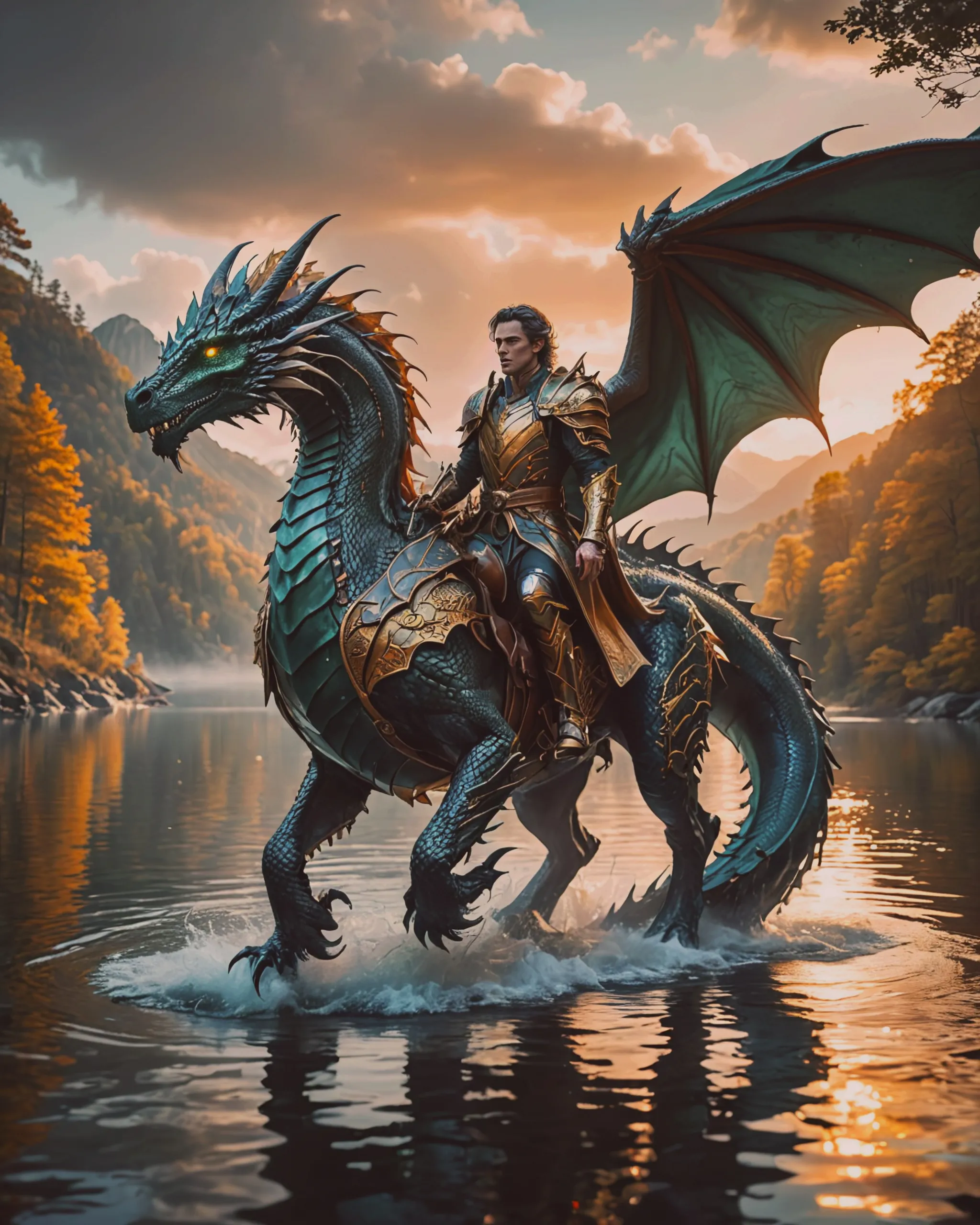 elf riding a dragon flying high, - Free AI Photo Generator - starryai
