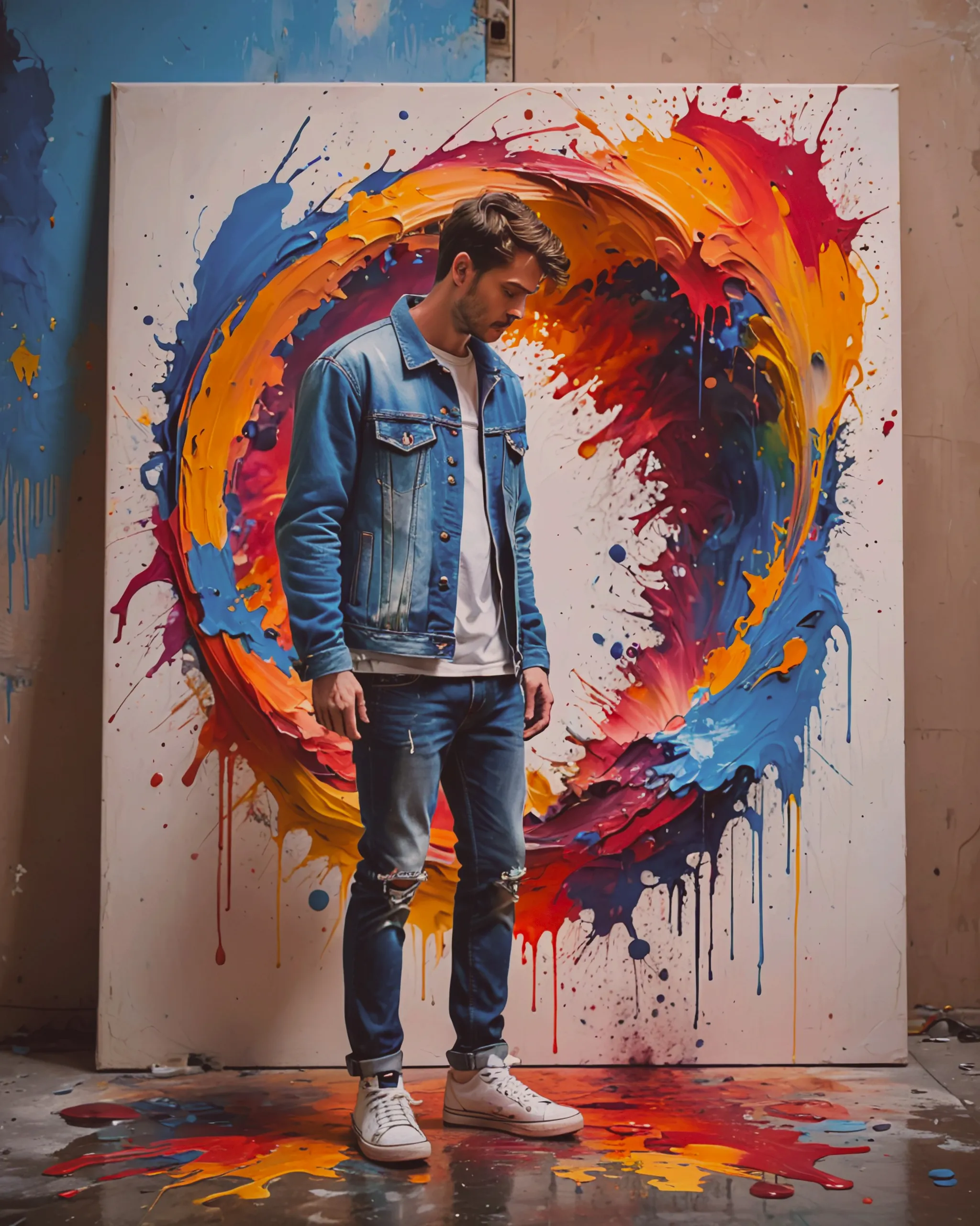 A painter front a canvas on a a - Free AI Photo Generator - starryai