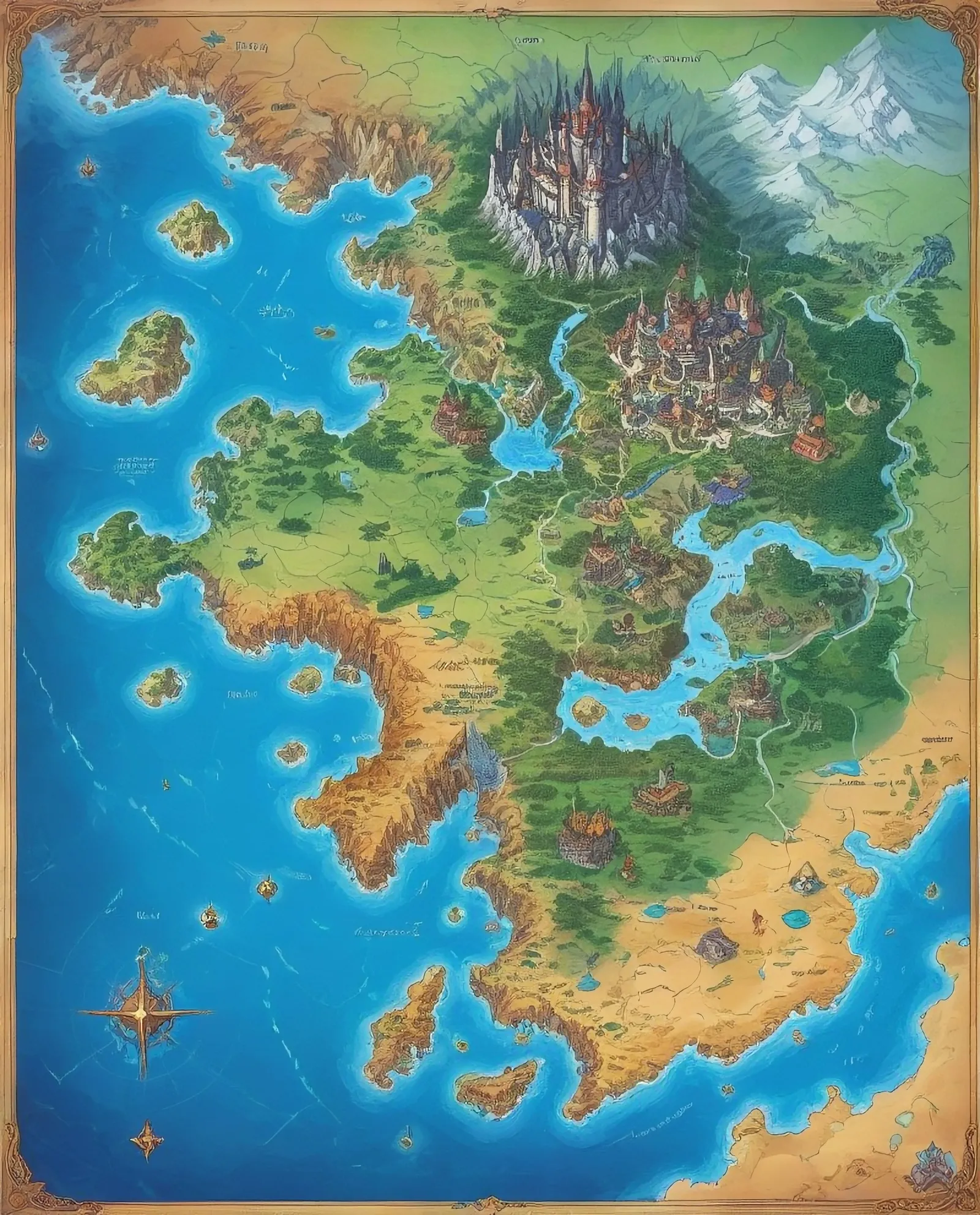 Cartographer's map of a fantasy world