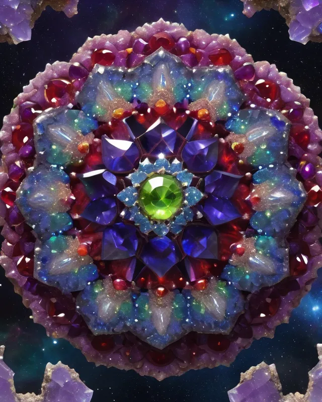 Mandala geodes made amethyst ruby - Free AI Photo Generator - starryai