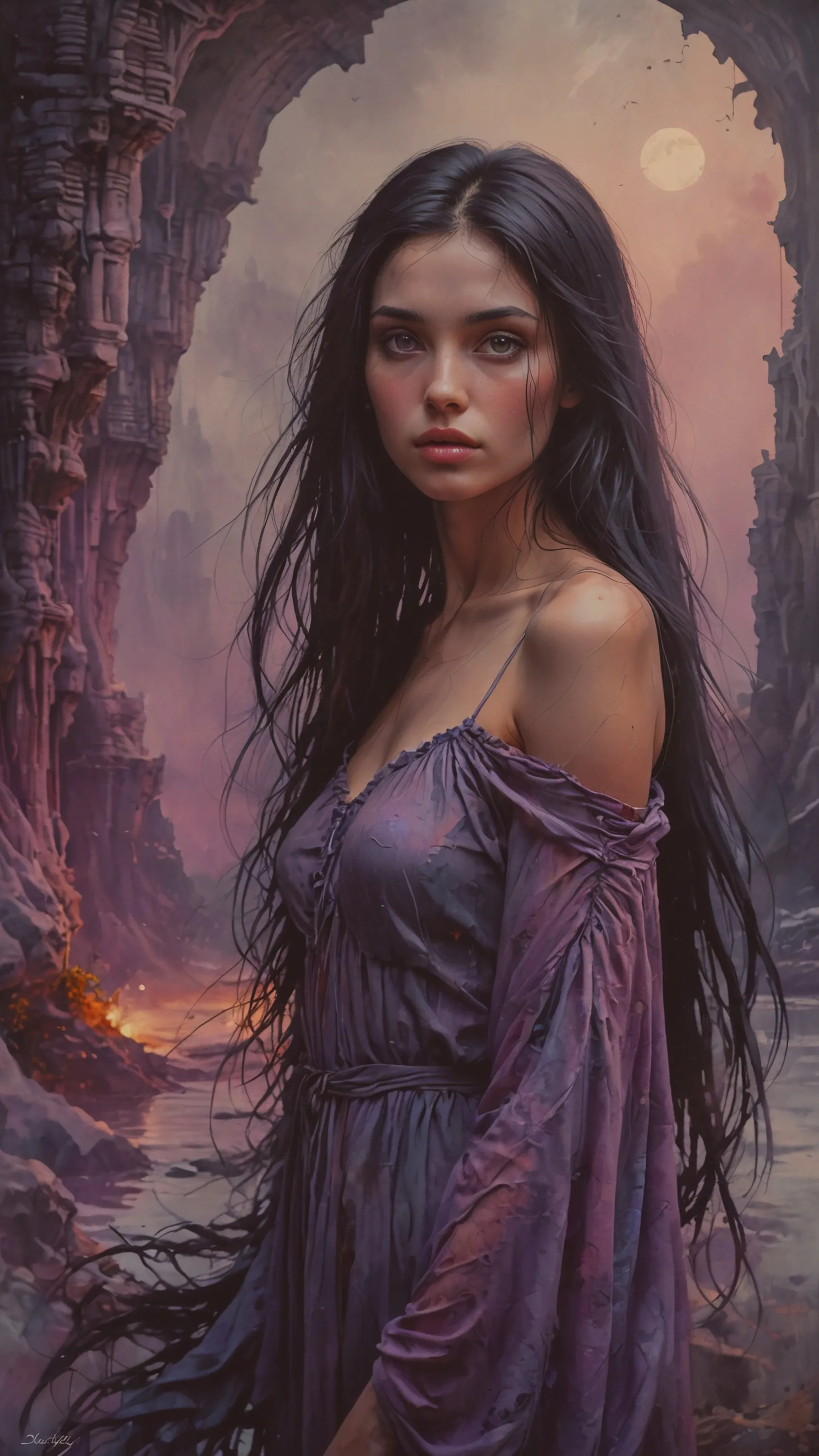 A charming woman long, silky hair - Free AI Photo Generator - starryai