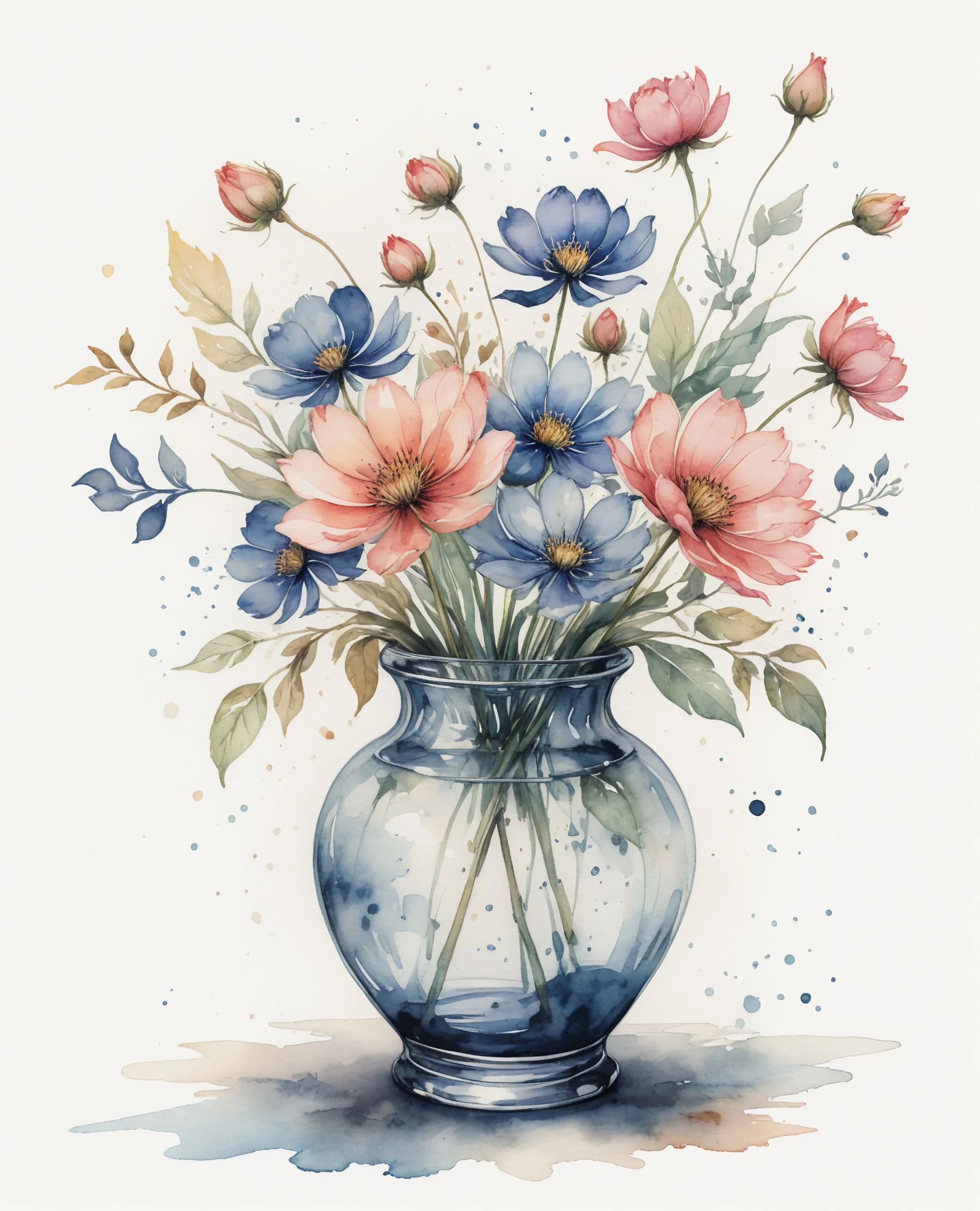 Flowers a vase. Water colour ink - Free AI Photo Generator - starryai