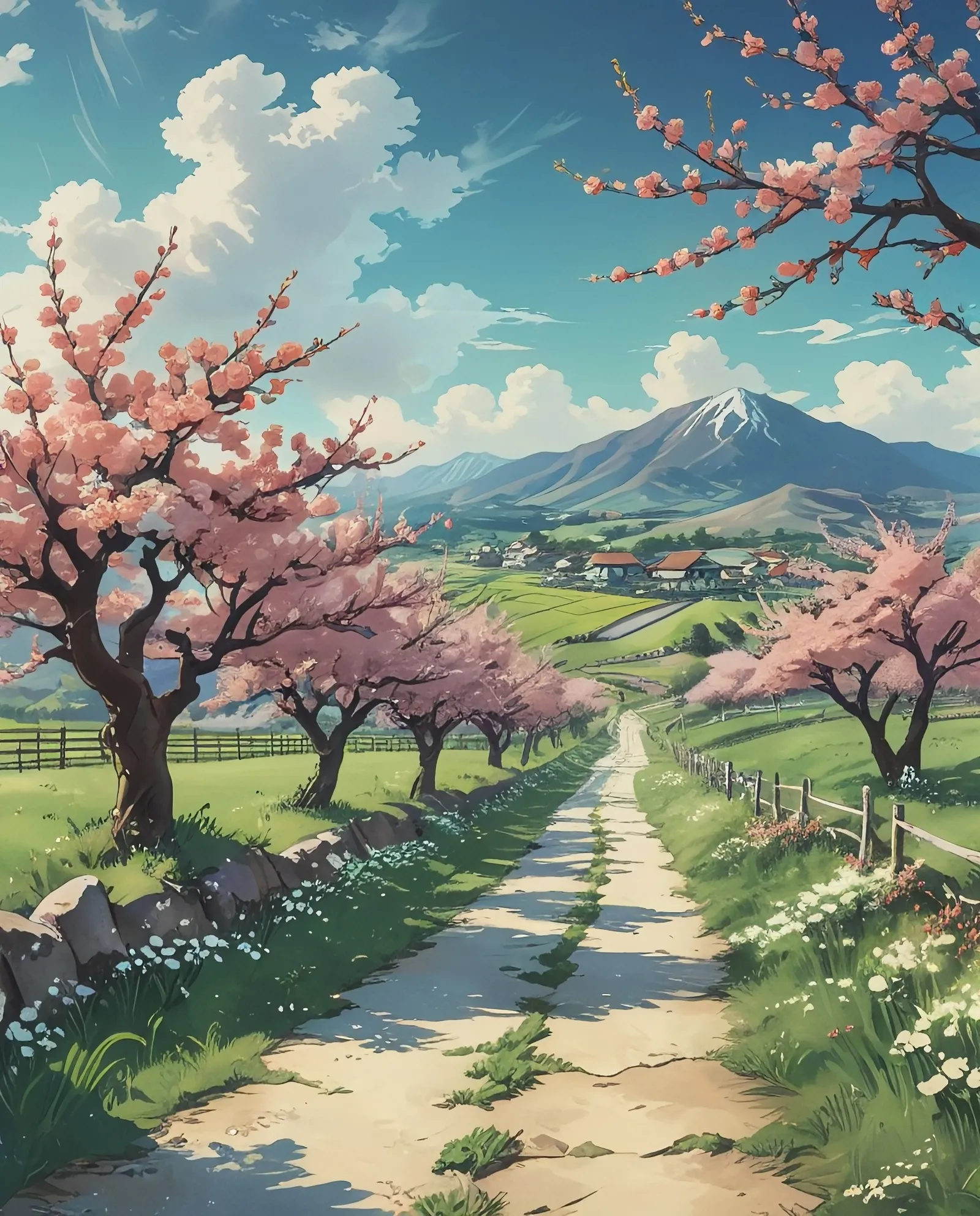 plum blossom field country side - Free AI Photo Generator - starryai