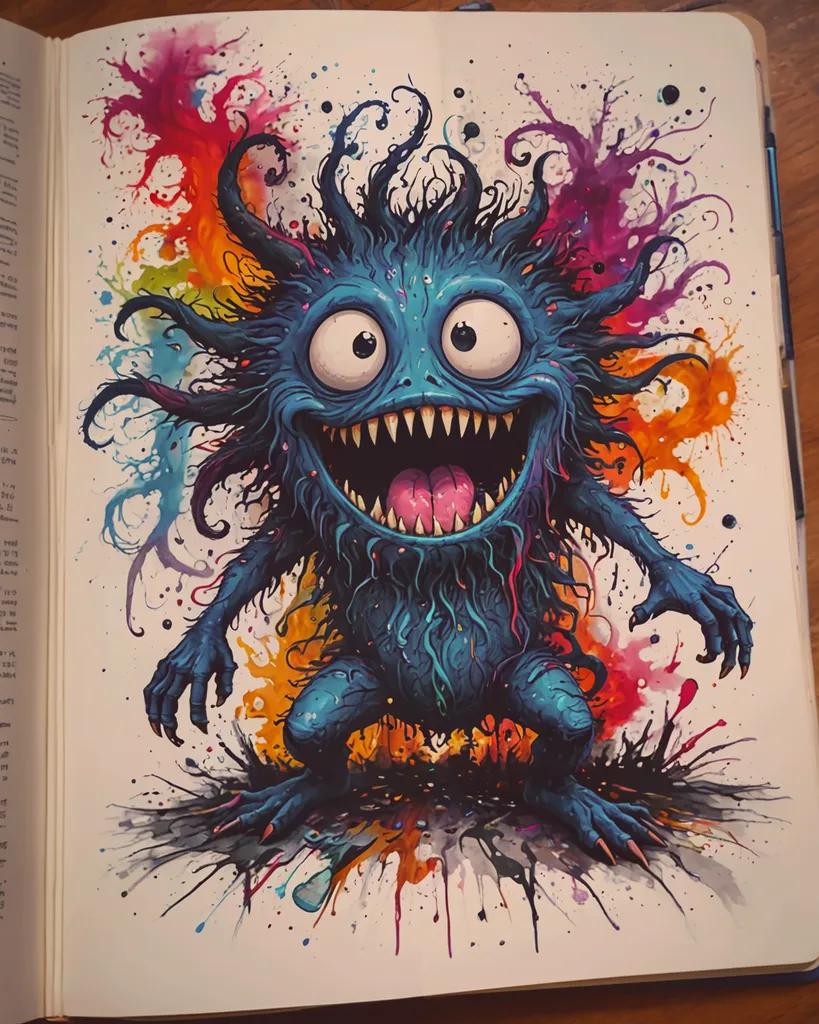 attack indigo ink monster from - Free AI Photo Generator - starryai