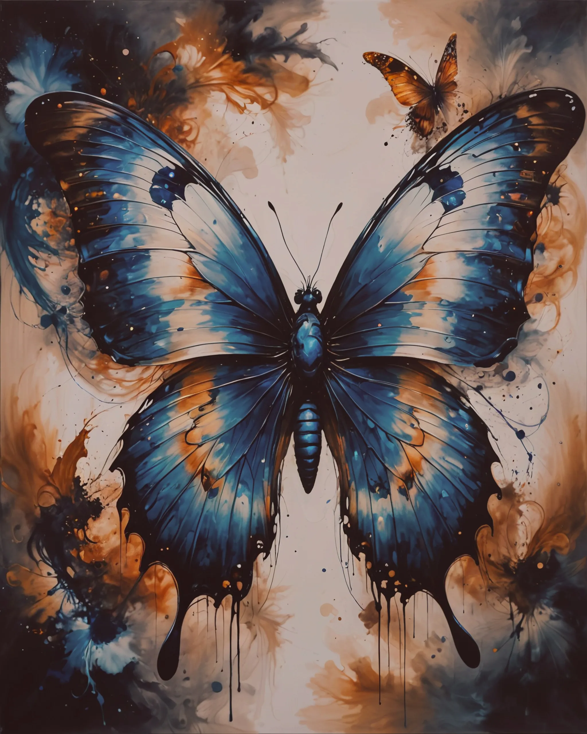 Black ink drips down from top a - Free AI Photo Generator - starryai
