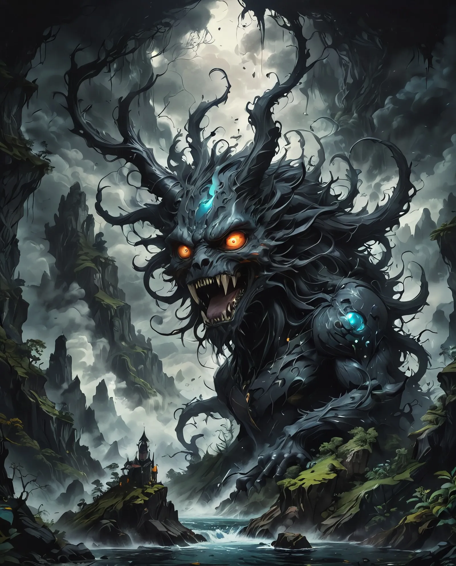 A monster purely made black ink! - Free AI Photo Generator - starryai