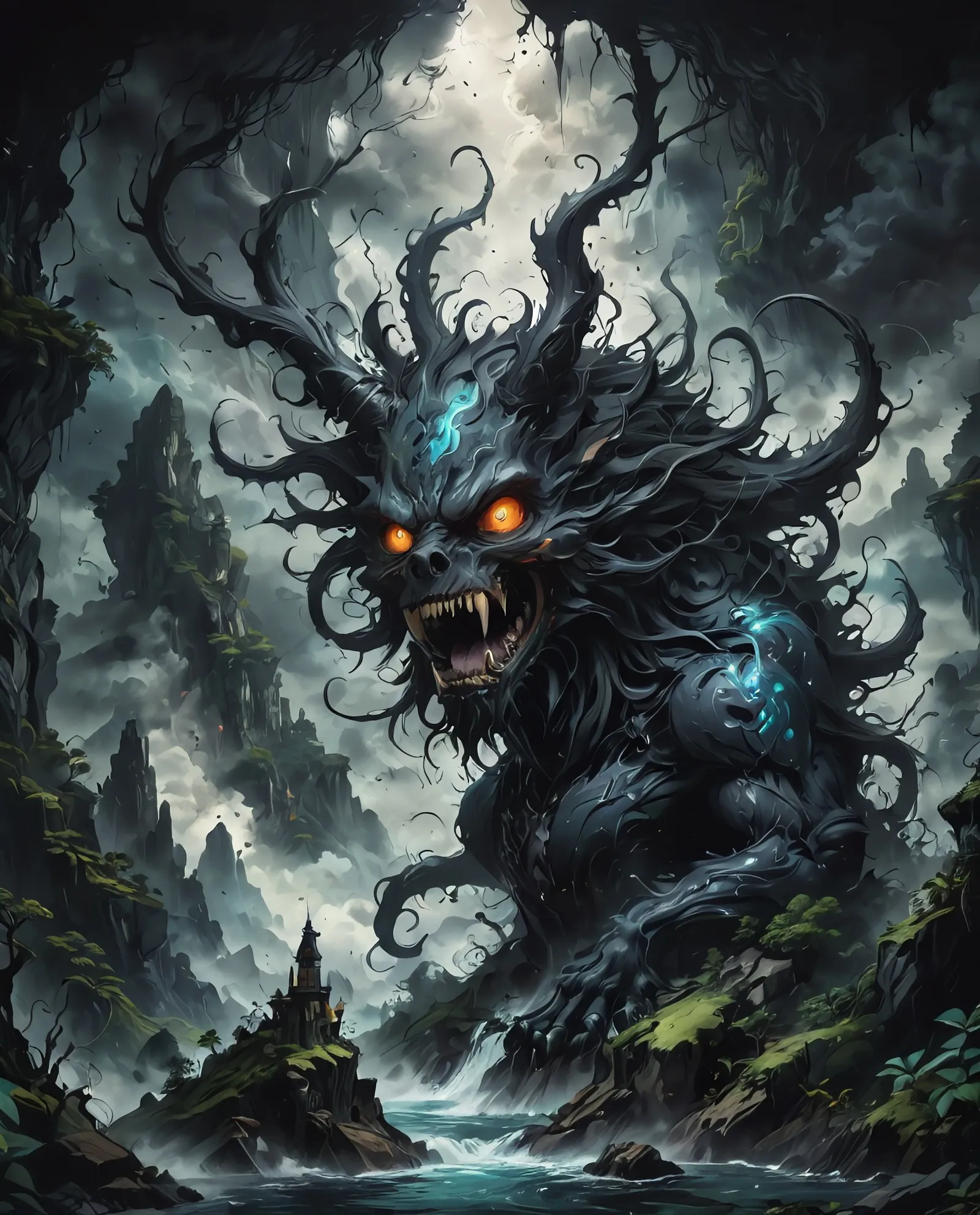A monster purely made black ink! - Free AI Photo Generator - starryai
