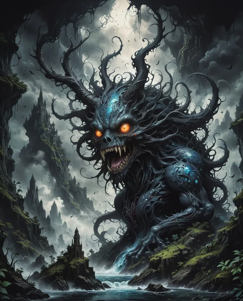 A monster purely made black ink! - Free AI Photo Generator - starryai