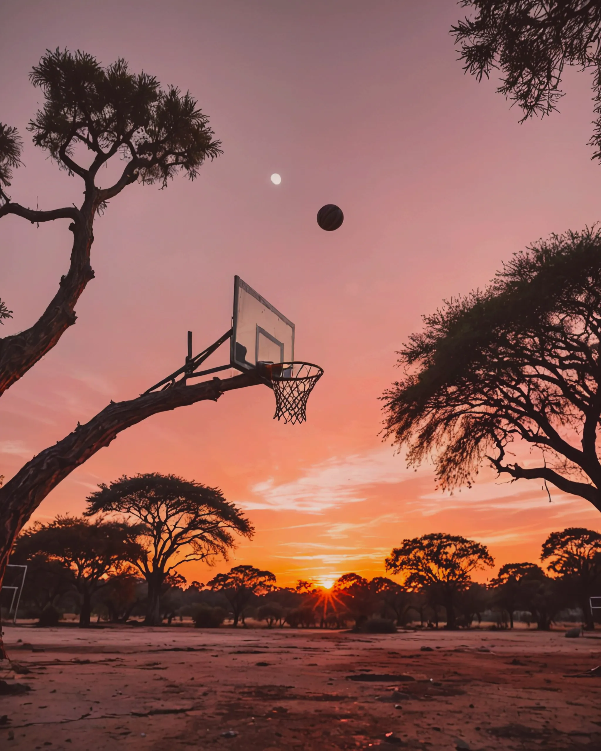 Dunking a basketball in the  Savannah 