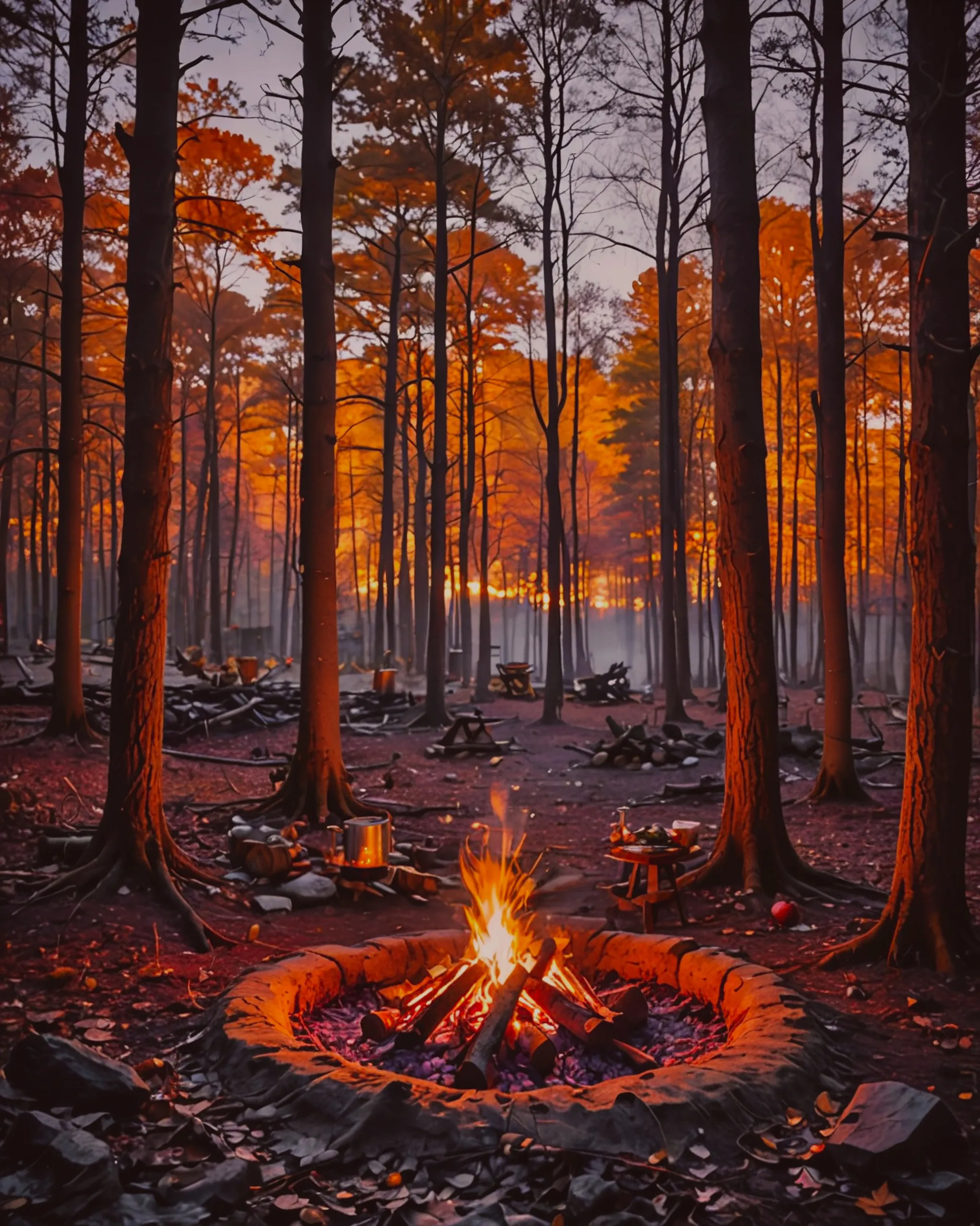 Autumn, fall, bonfire, spooky, - Free AI Photo Generator - starryai