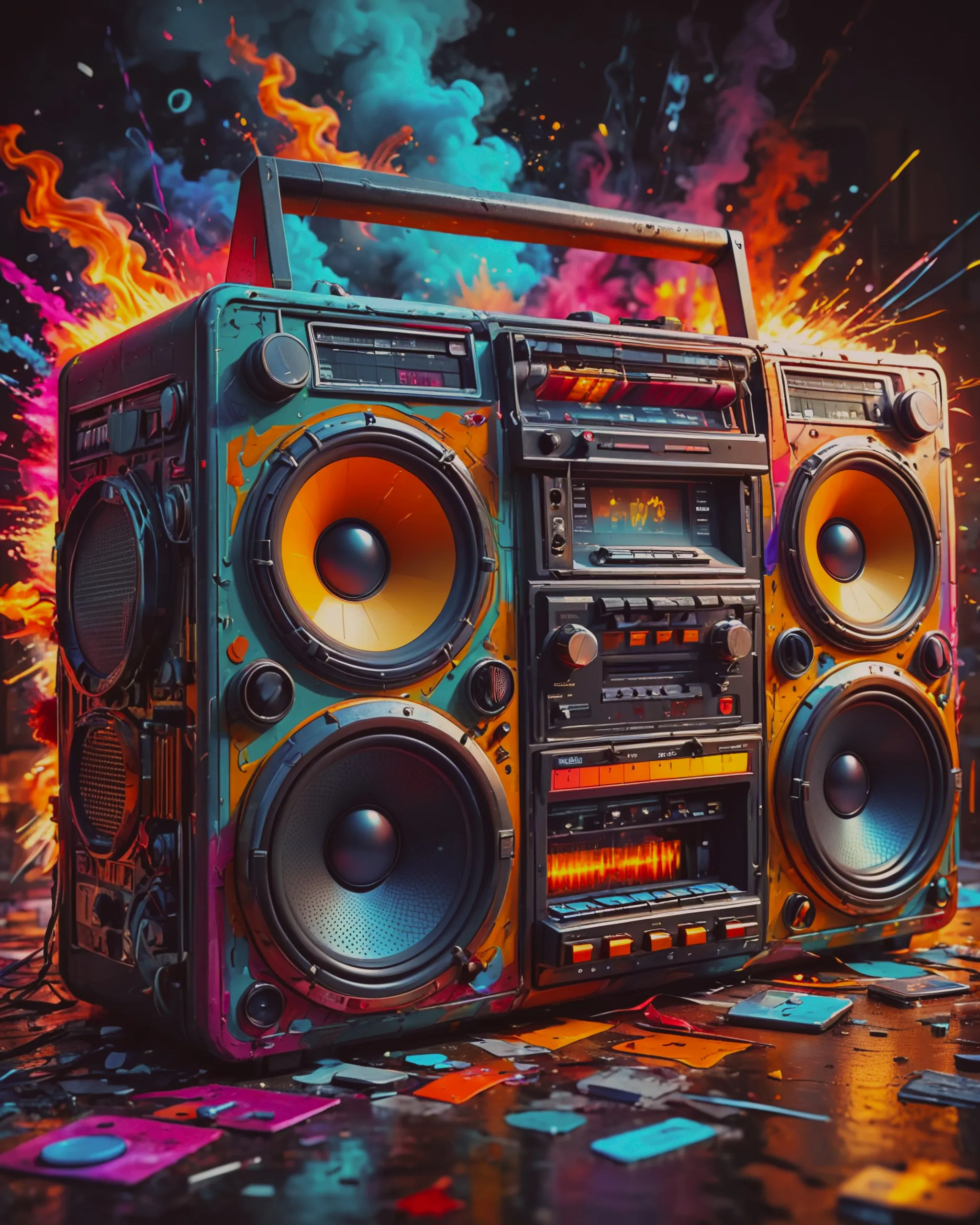 Vintage retro 1980's boom box - Free AI Photo Generator - starryai