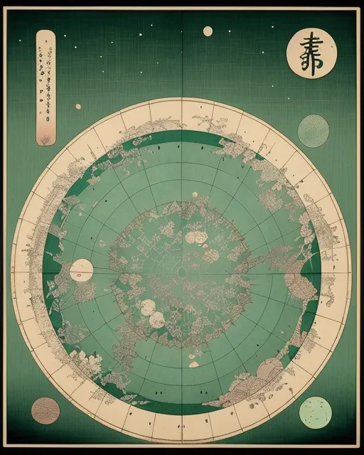 Old tattered map of the constellations. Very colorful, splatter paint. Wrinkles. 