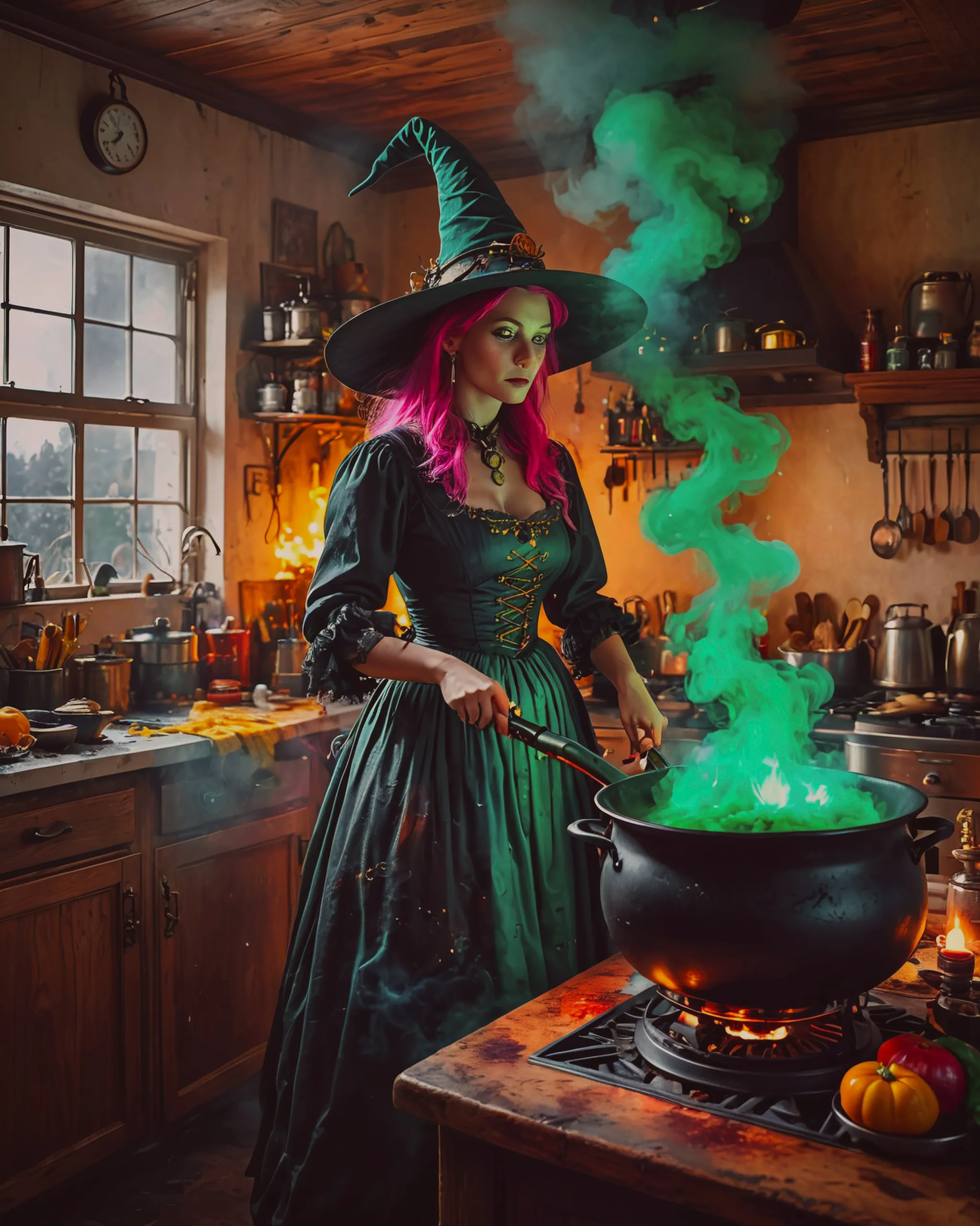 Show me a kitchen witch wearing - Free AI Photo Generator - starryai