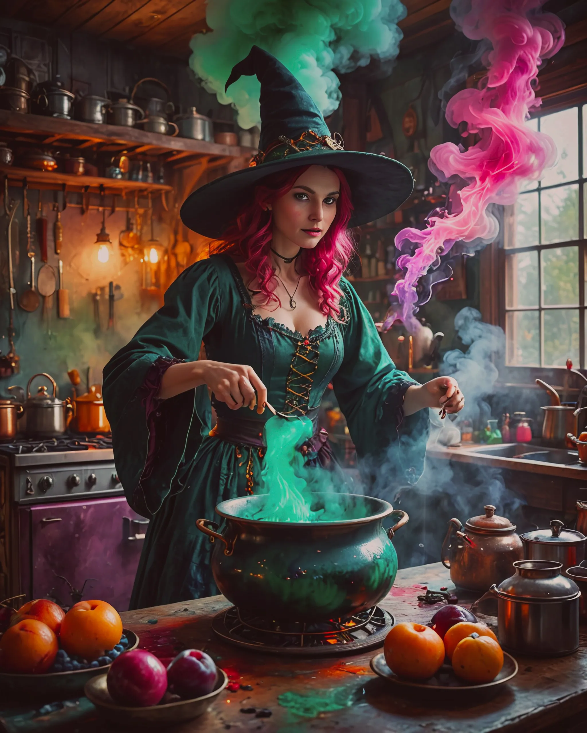Show me a kitchen witch wearing - Free AI Photo Generator - starryai