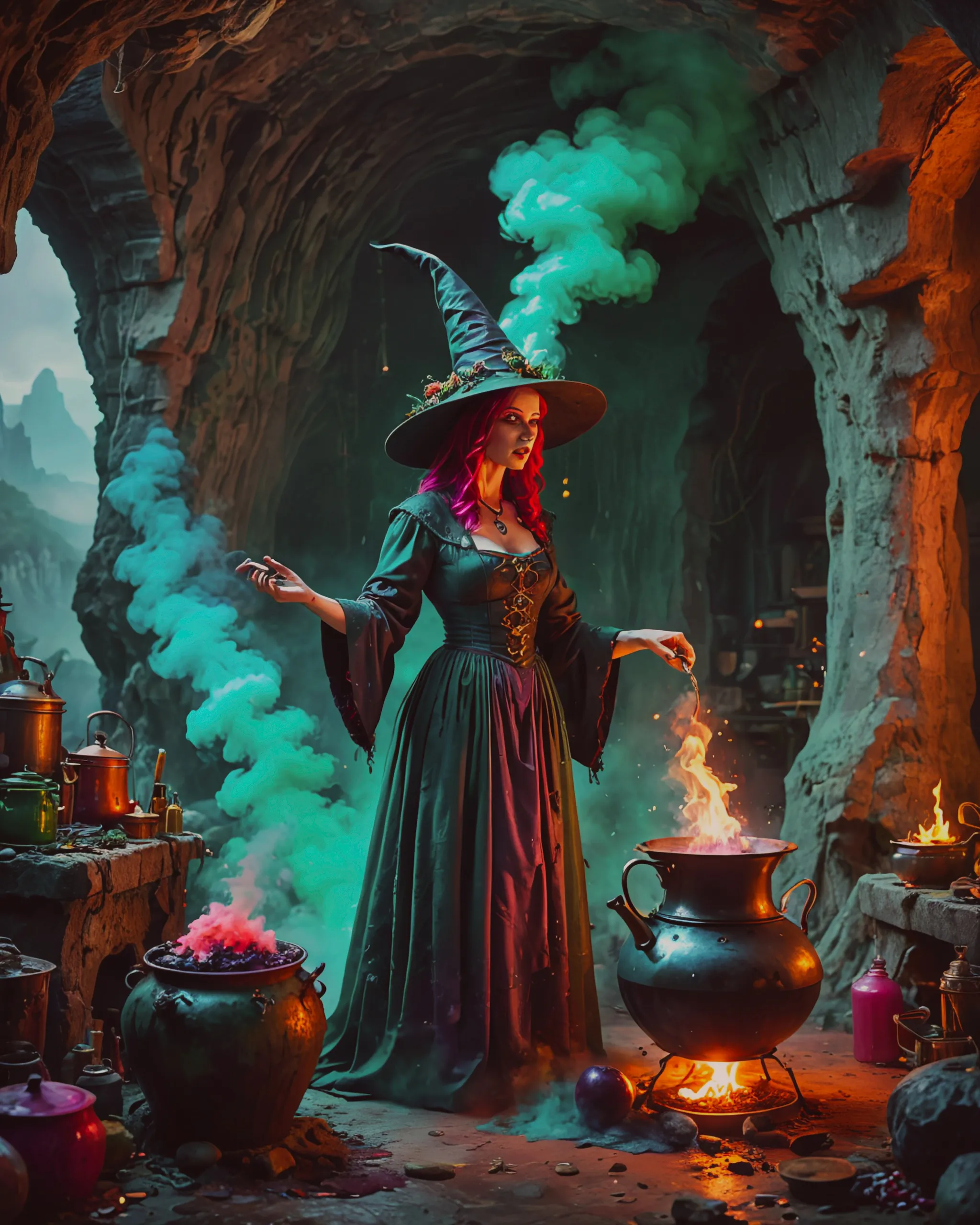 Show me a kitchen witch wearing - Free AI Photo Generator - starryai