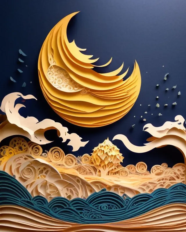 Turbulent waves a full moon - Free AI Photo Generator - starryai