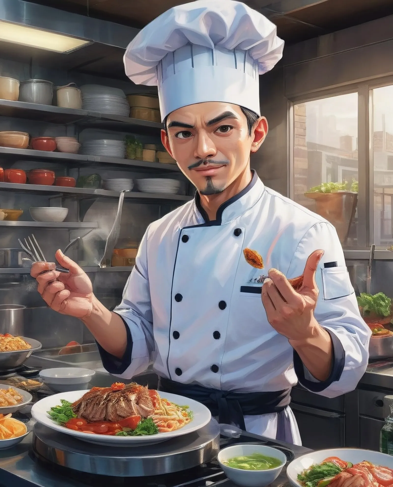 A Renowned Chef Who Can Create Any Dish After A Single Taste, Their Culinary Genius, Whimsical, Radical, Detail, 4k, Ultra Hd, Polished, Intricate, Realistic Fantasy Art, Sharp Focus