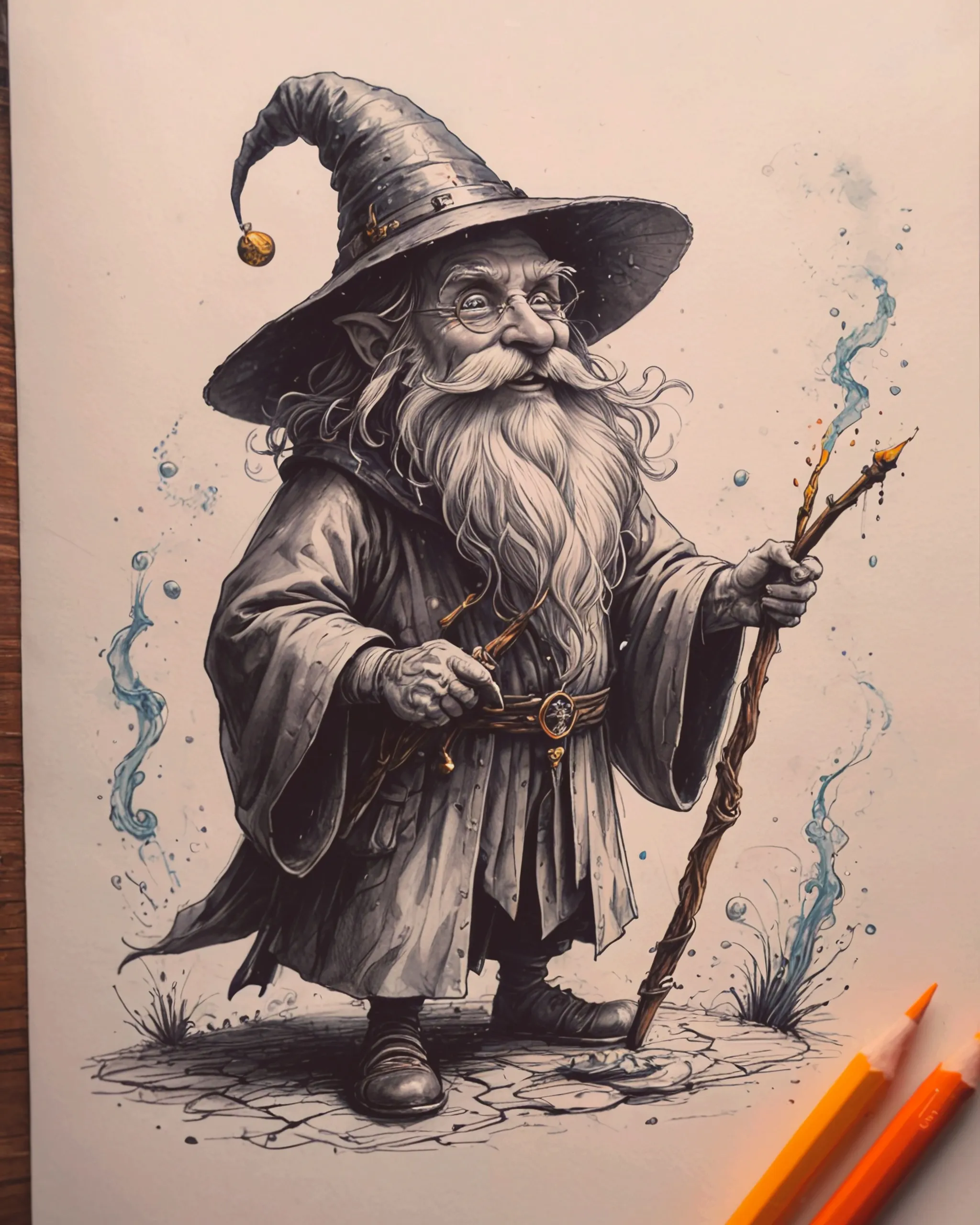 A wizard brings his animal life - Free AI Photo Generator - starryai