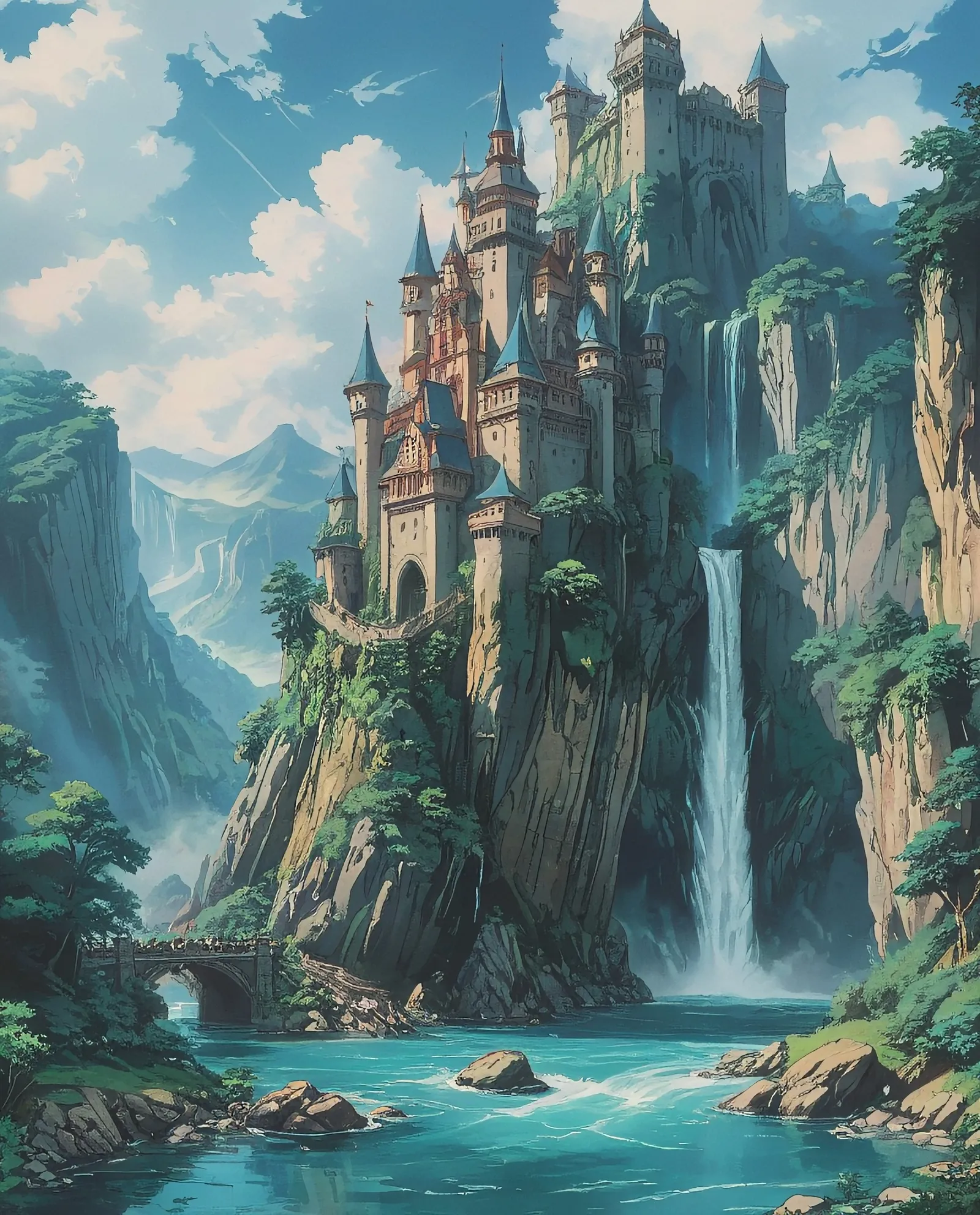 A magnificent fantasy castle atop - Free AI Photo Generator - starryai