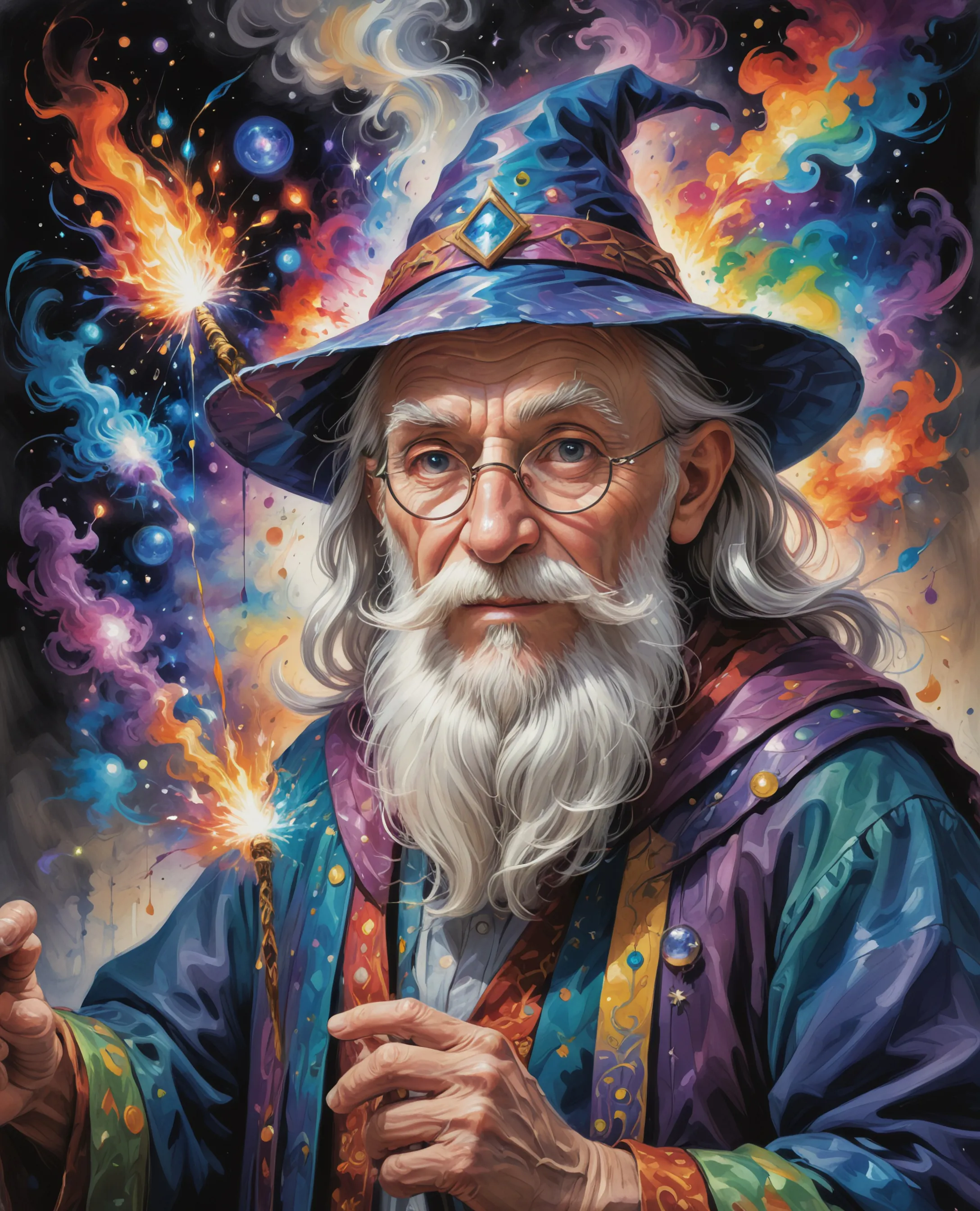 Wise old wizard that using a as - Free AI Photo Generator - starryai