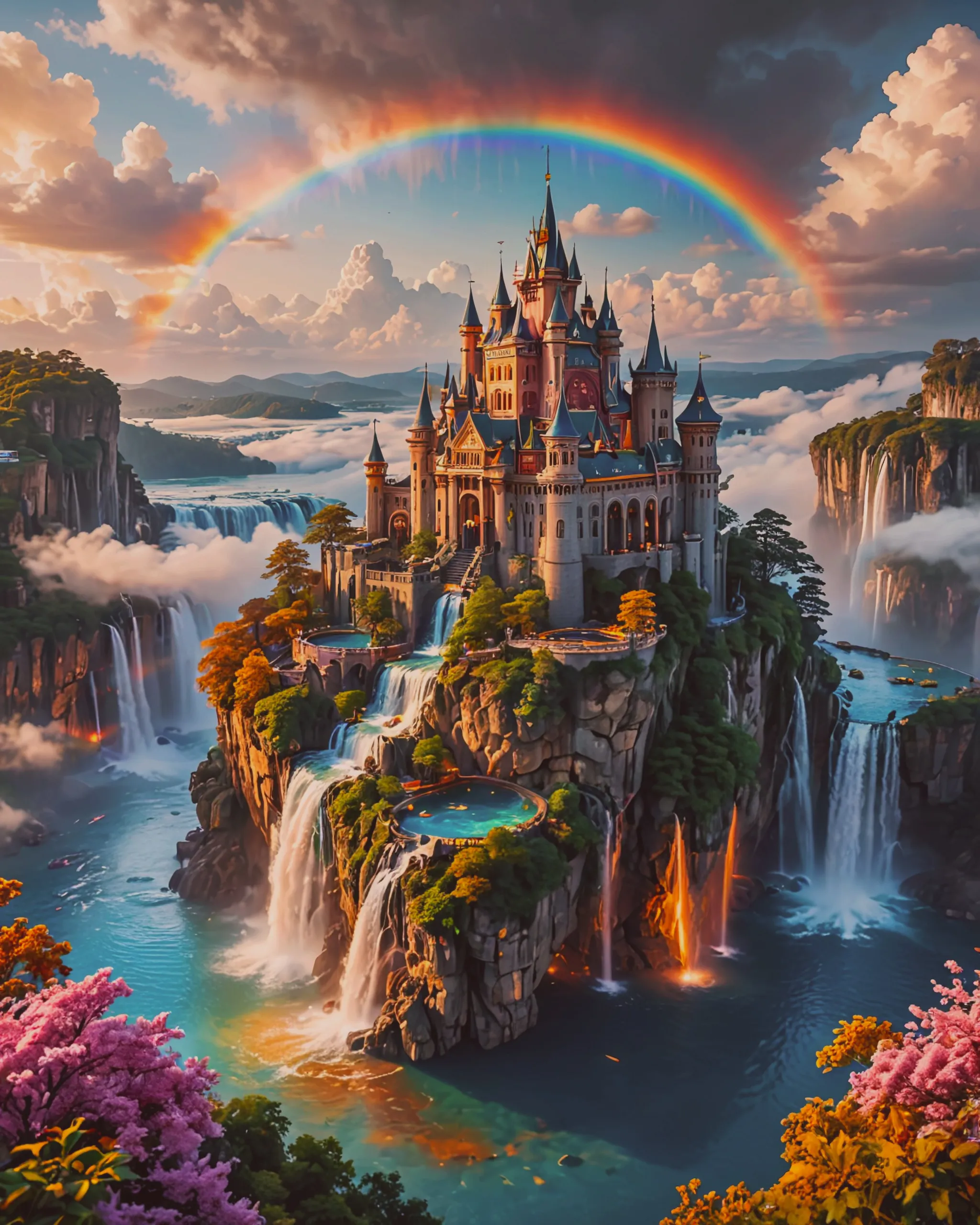 Floating castle sky, epic - Free AI Photo Generator - starryai