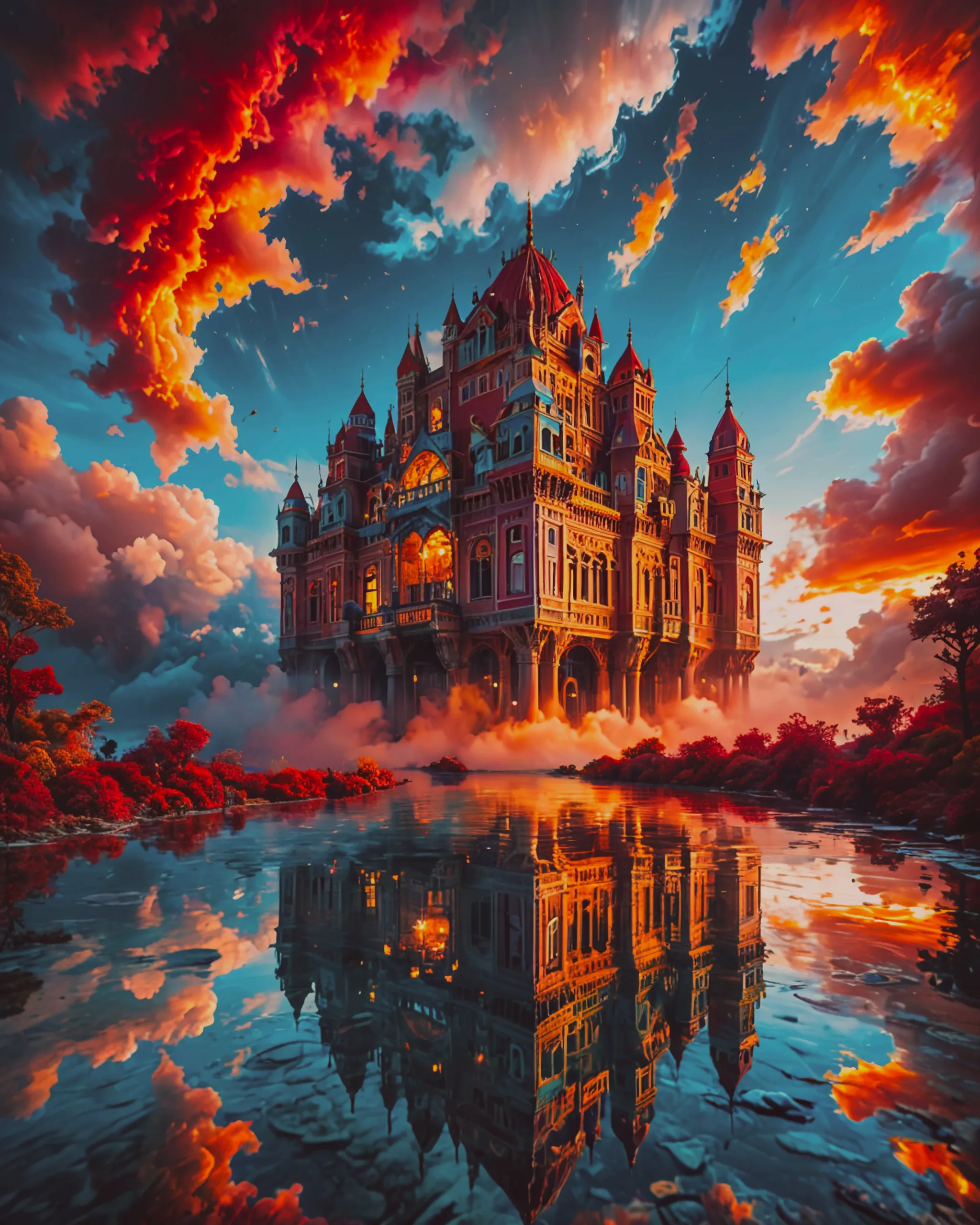 A fantastical castle floating One - Free AI Photo Generator - starryai