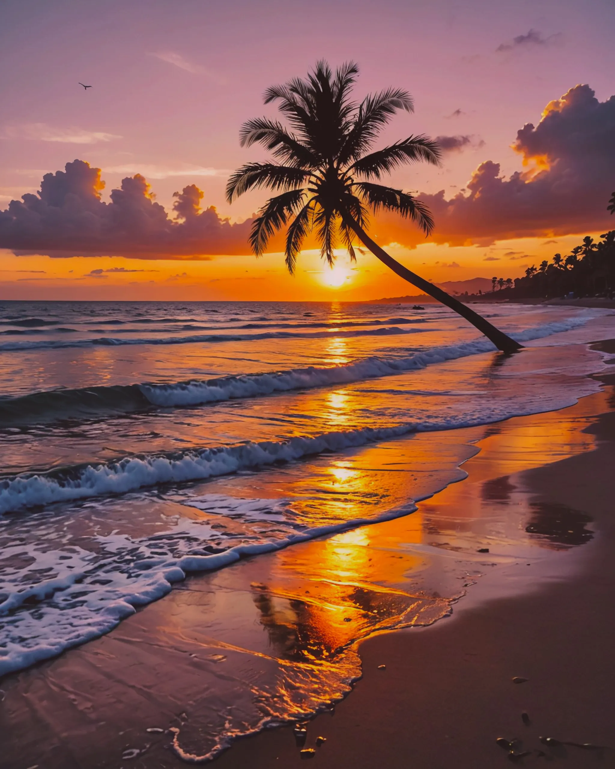 A gorgeous sunset at beach, gold - Free AI Photo Generator - starryai