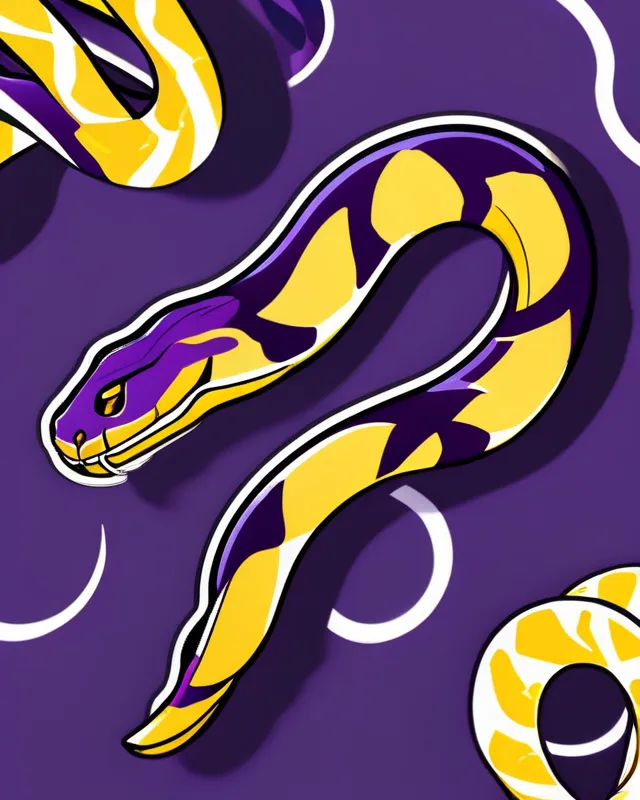 A gold and purple mamba snake dramatic strike 