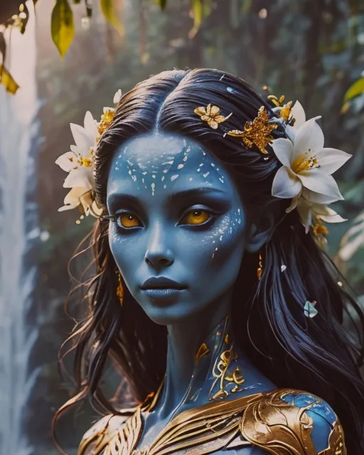 A strong yet graceful alien woman - Free AI Photo Generator - starryai