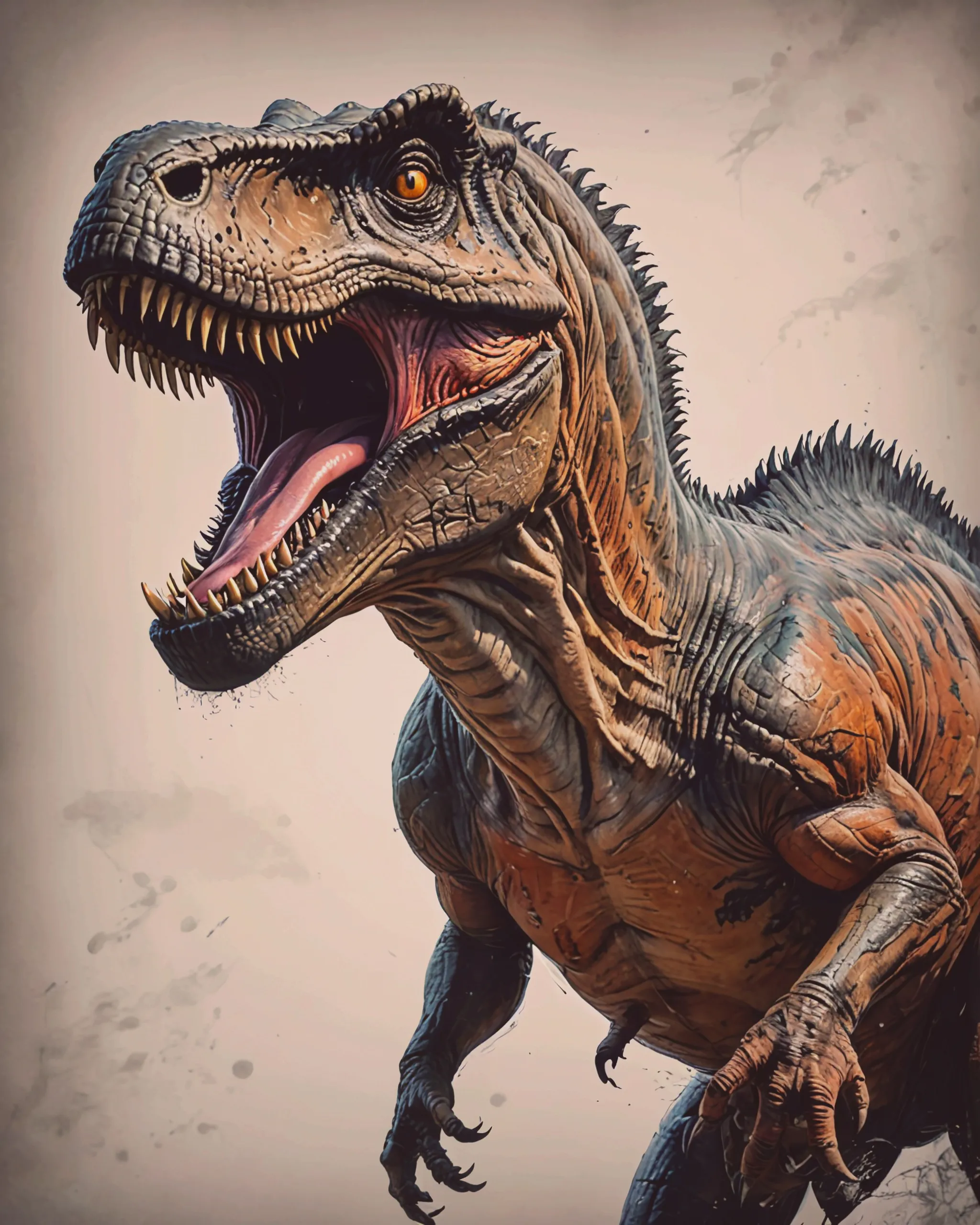 A drawing of a t rex roaring