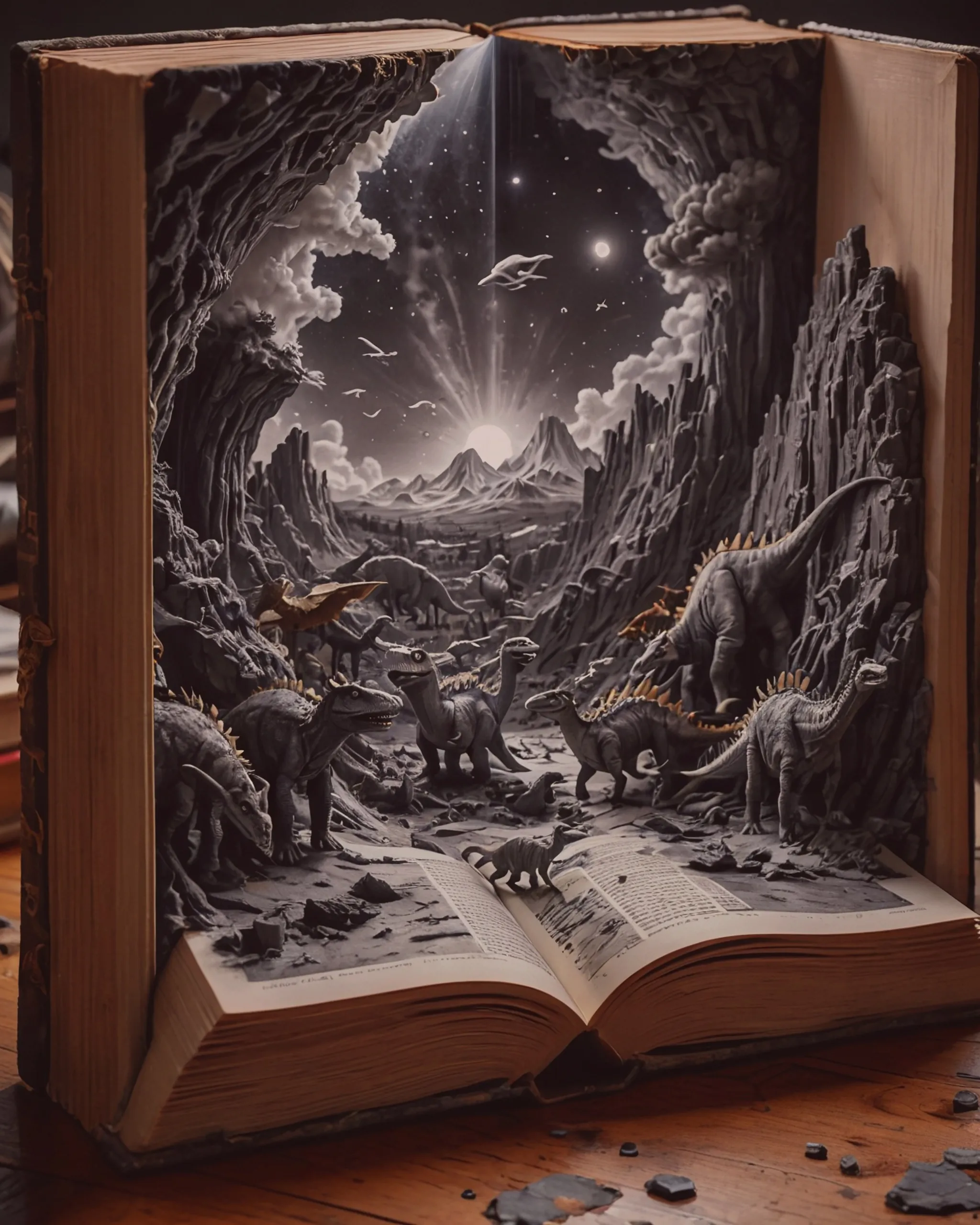 There opened book made wood story - Free AI Photo Generator - starryai