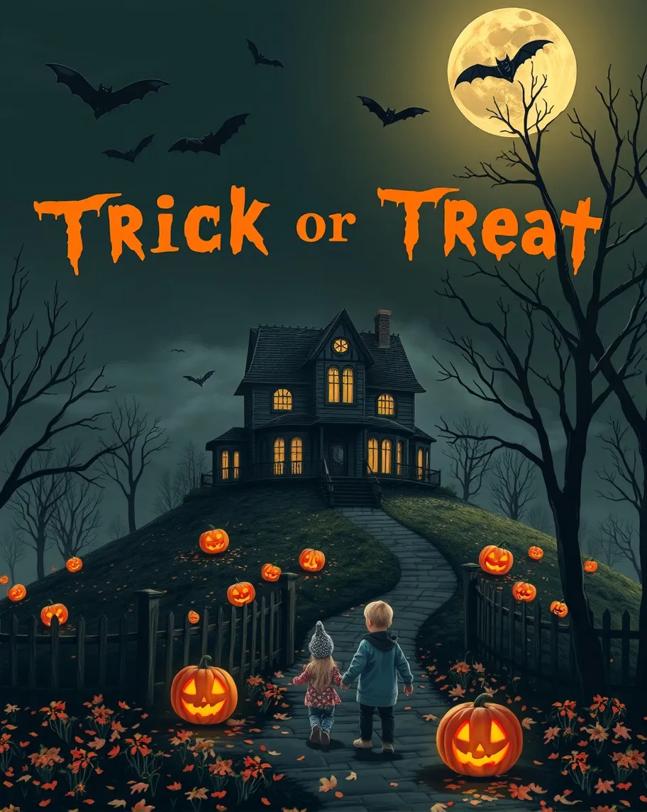 A haunted house sits on a hill - Free AI Photo Generator - starryai