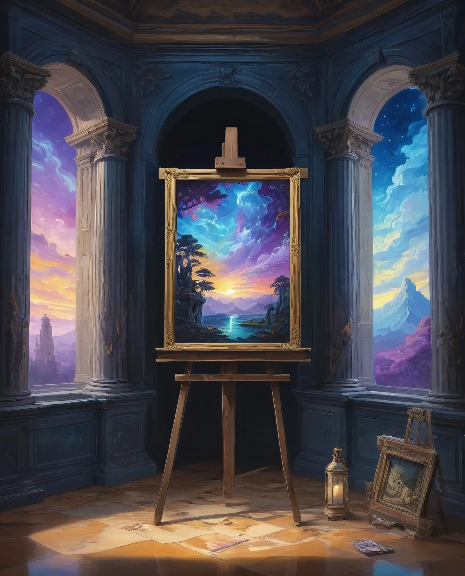 Inside a grand, ancient museum - Free AI Photo Generator - starryai