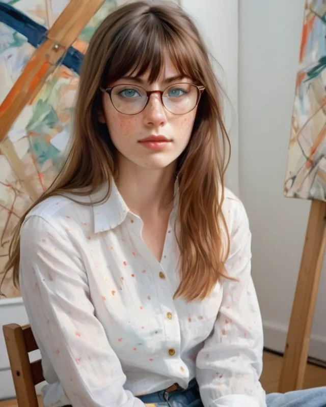 A beautiful woman long brown hair - Free AI Photo Generator - starryai