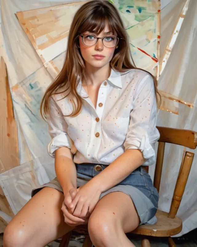 A beautiful woman long brown hair - Free AI Photo Generator - starryai