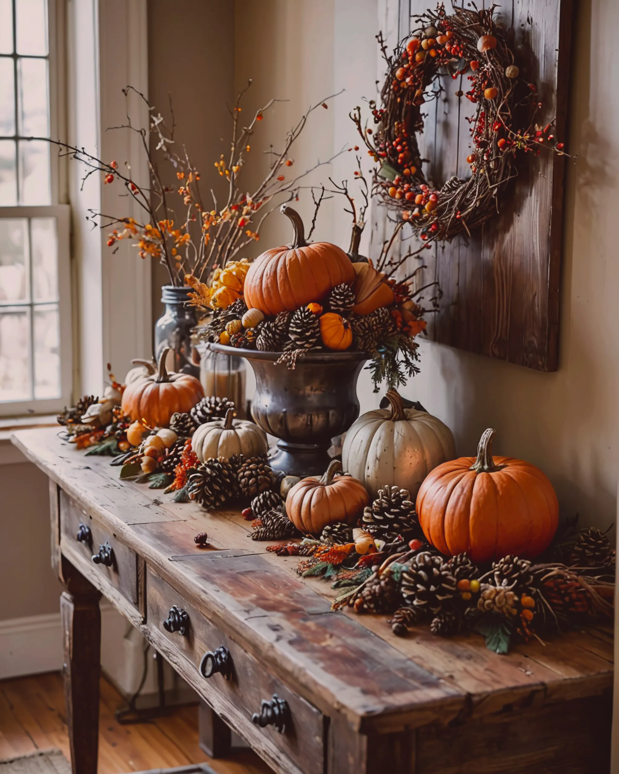 A fall craft set on a rustic hall - Free AI Photo Generator - starryai