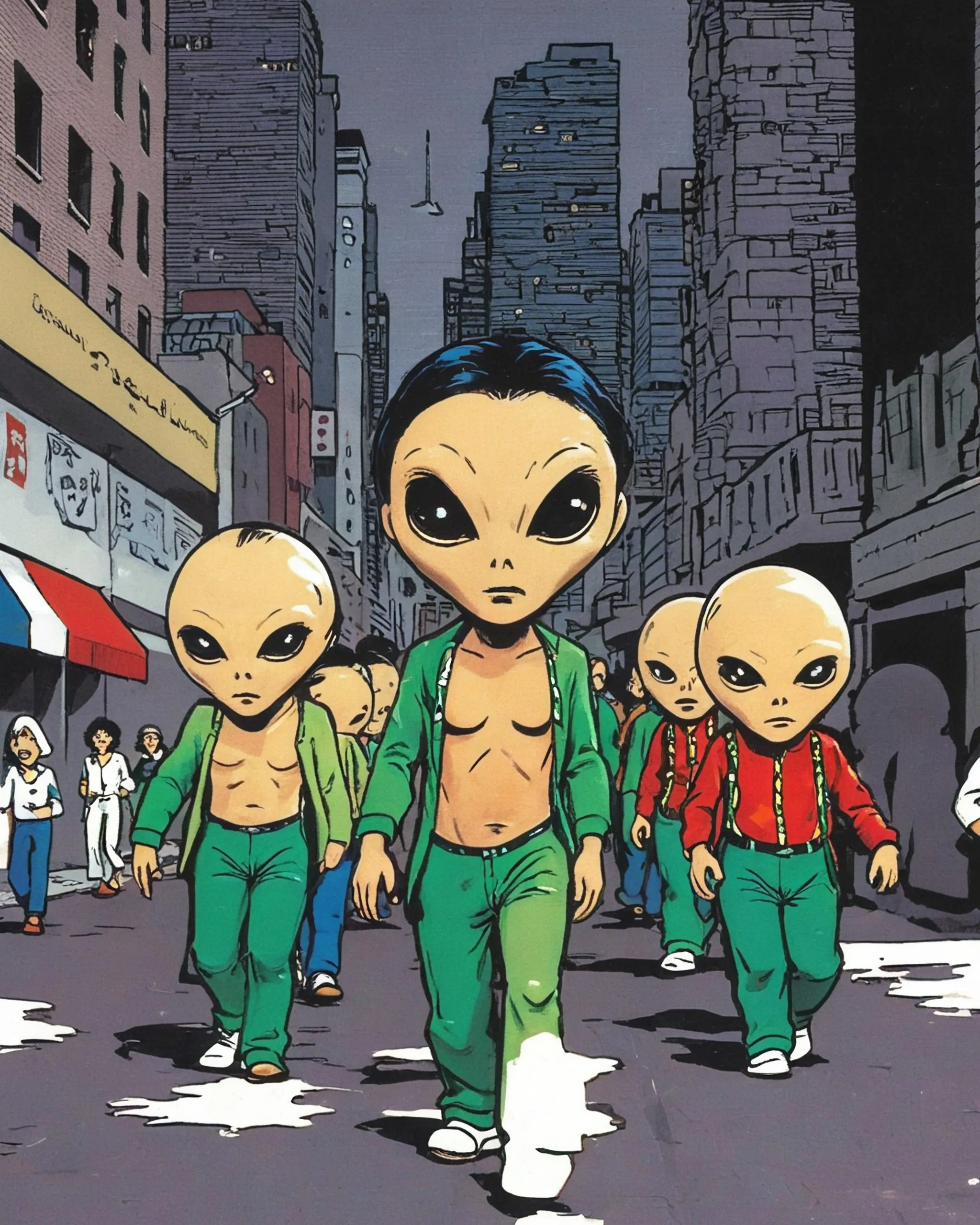 draw alien artists invasion earth - Free AI Photo Generator - starryai