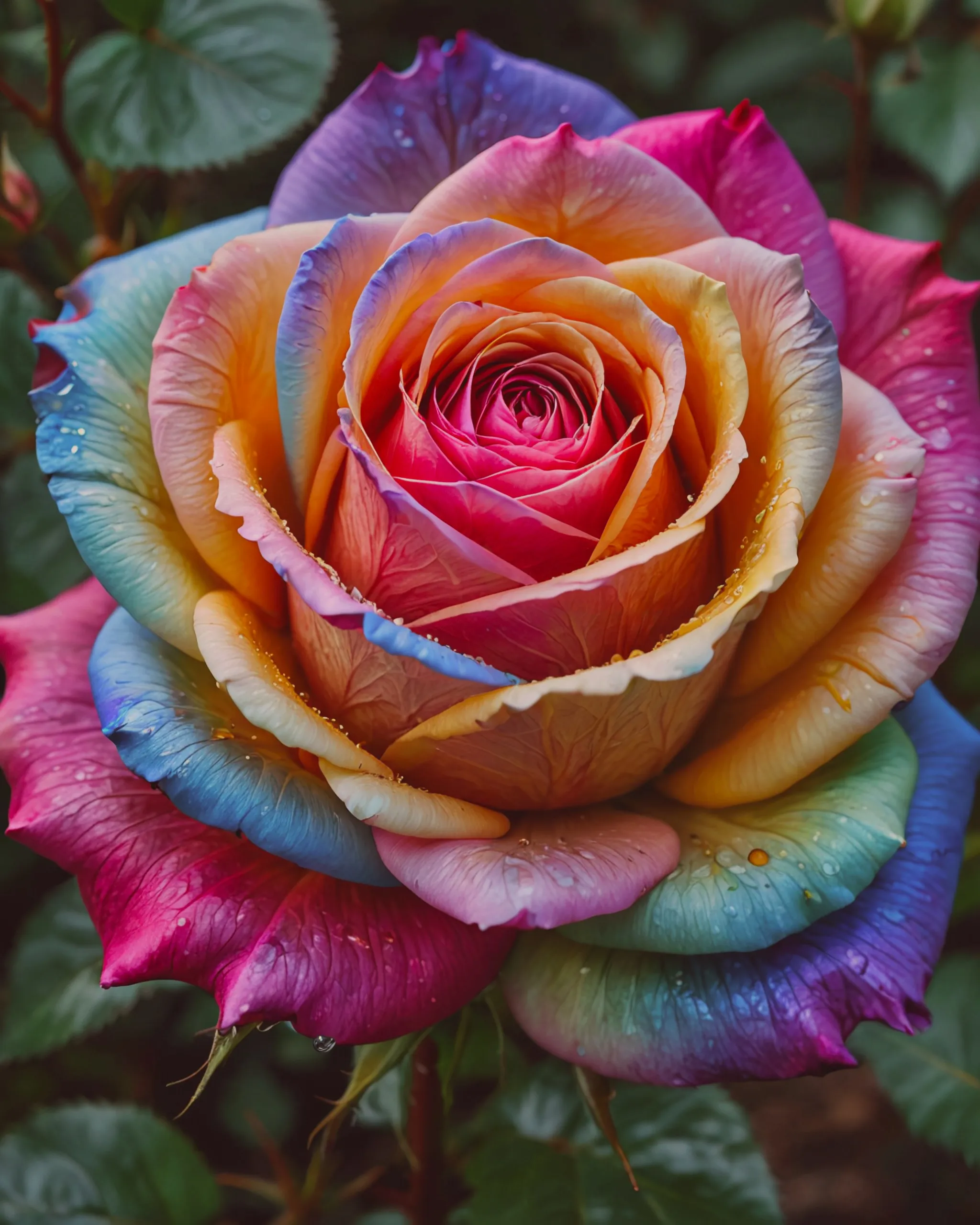 A multi-colored rose growing - Free AI Photo Generator - starryai