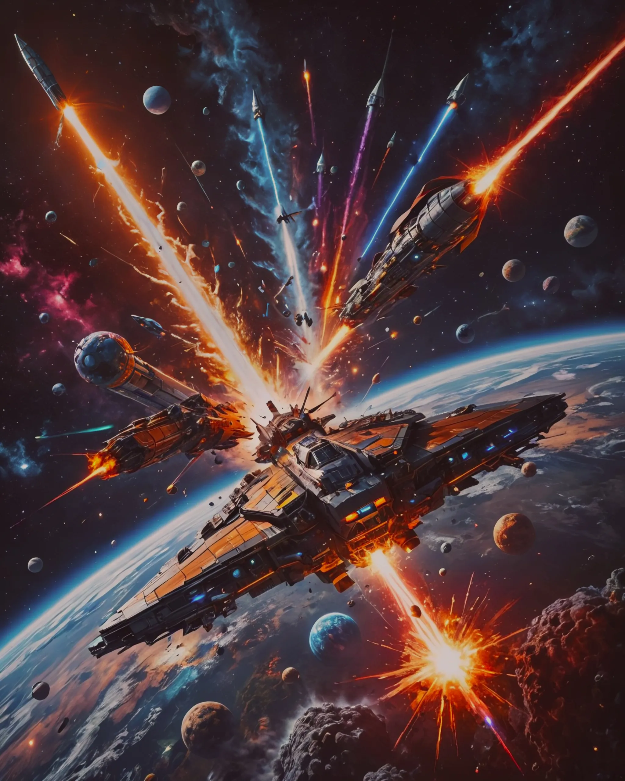 A galactic battle involving that - Free AI Photo Generator - starryai