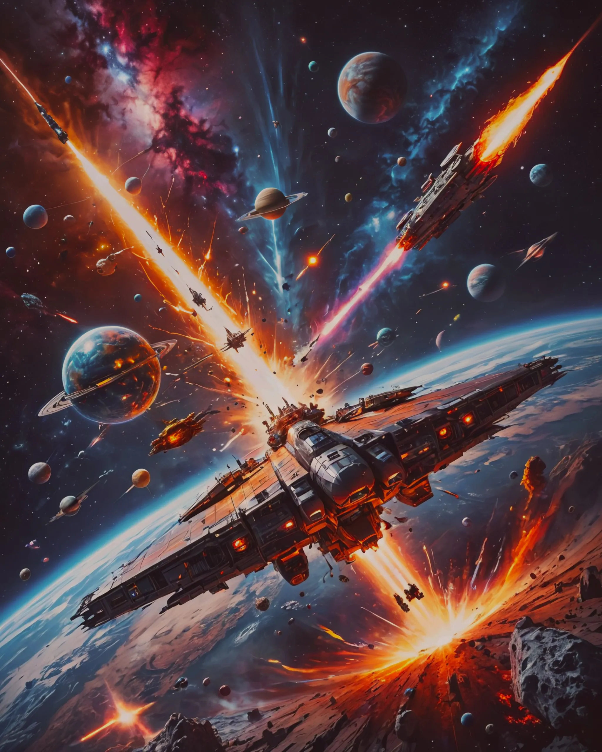 A galactic battle involving that - Free AI Photo Generator - starryai