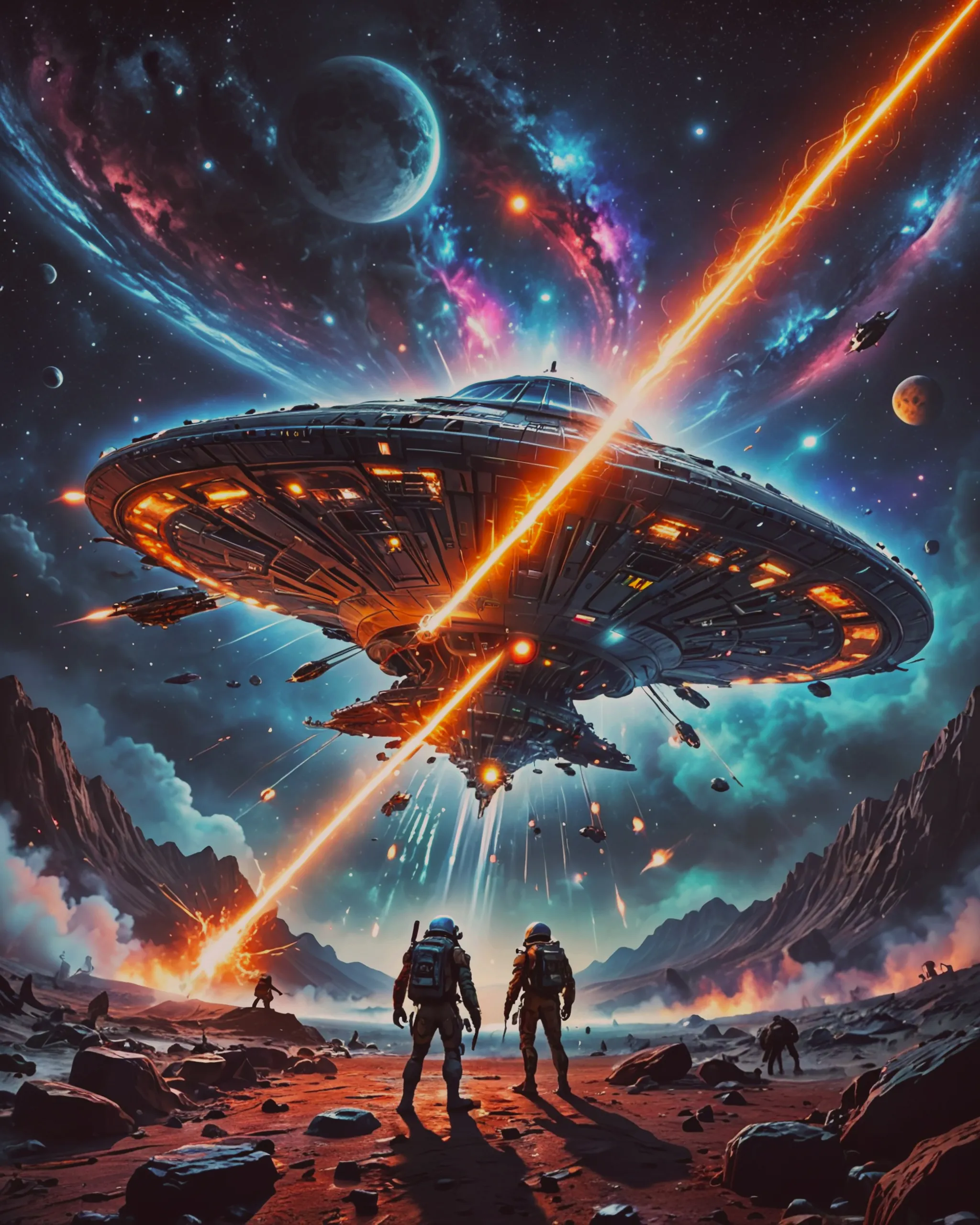 A war being fought space between - Free AI Photo Generator - starryai