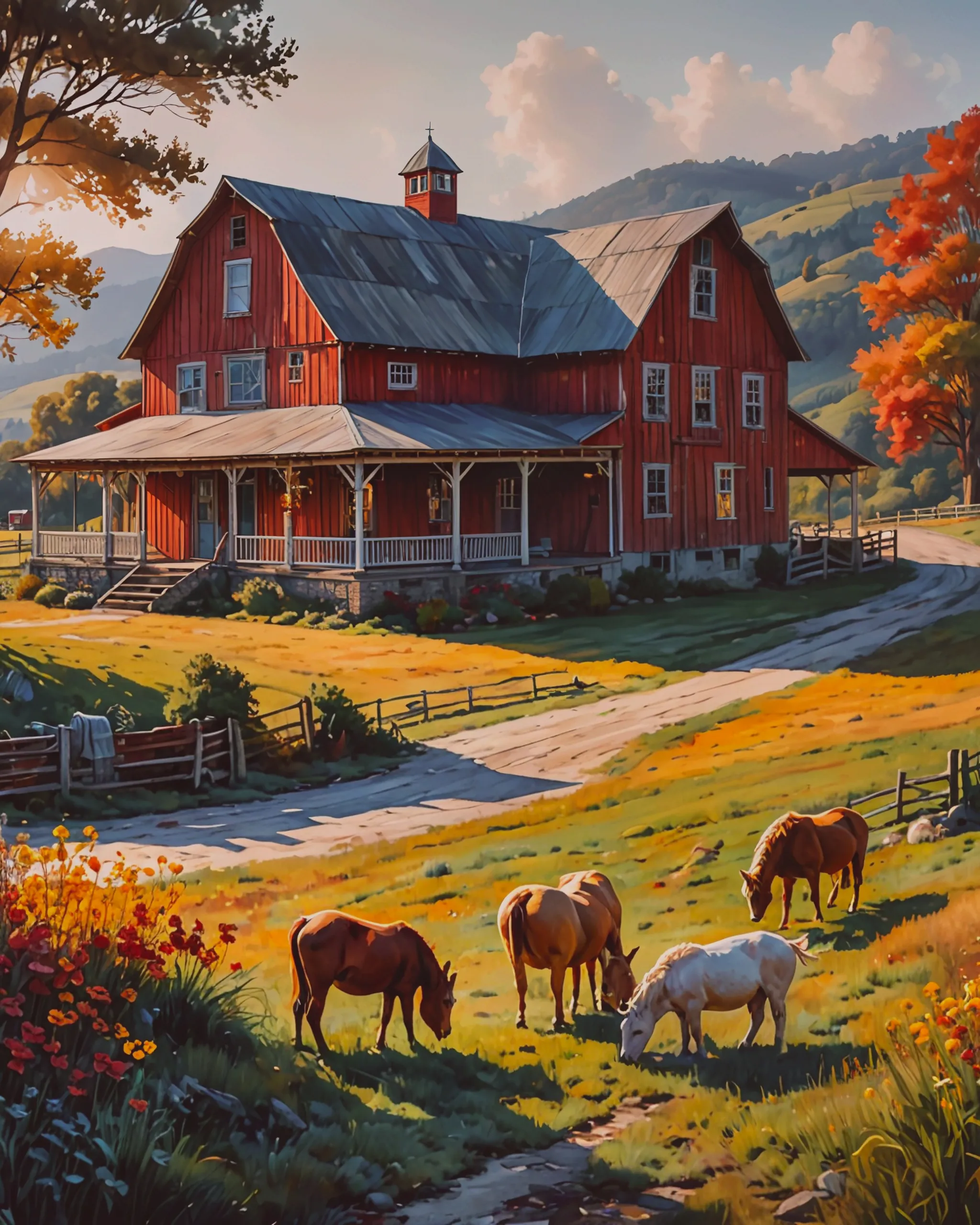 A serene rustic old farm house at - Free AI Photo Generator - starryai