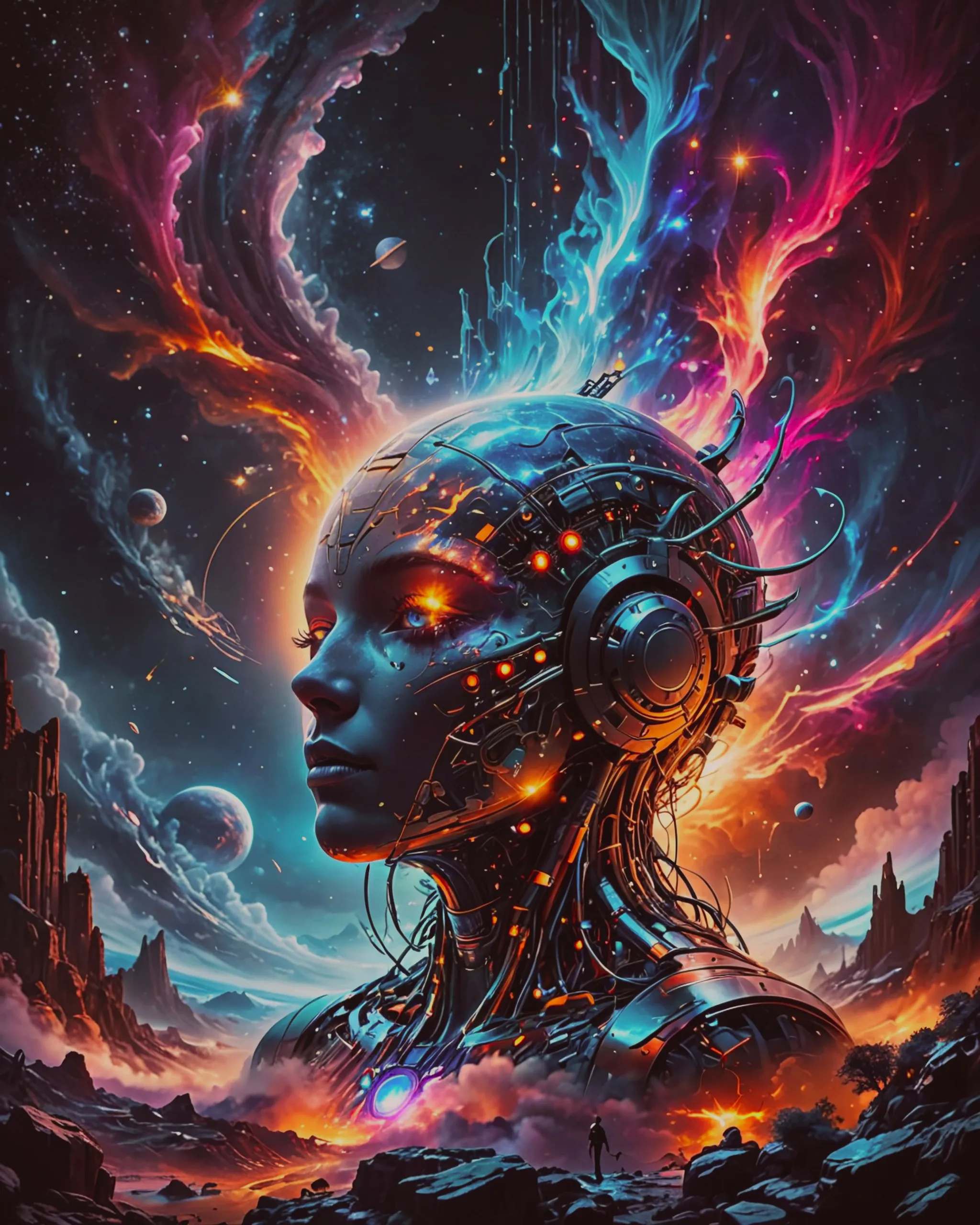 Cosmic cyber creation - Free AI Photo Generator - starryai