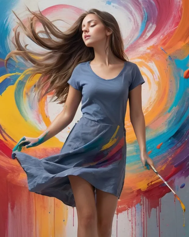 A young female artist, her brush - Free AI Photo Generator - starryai