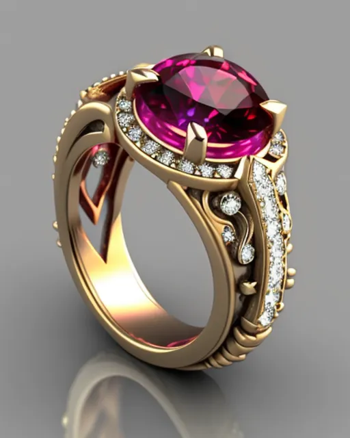 Elvish style ring with rubies and diamonds