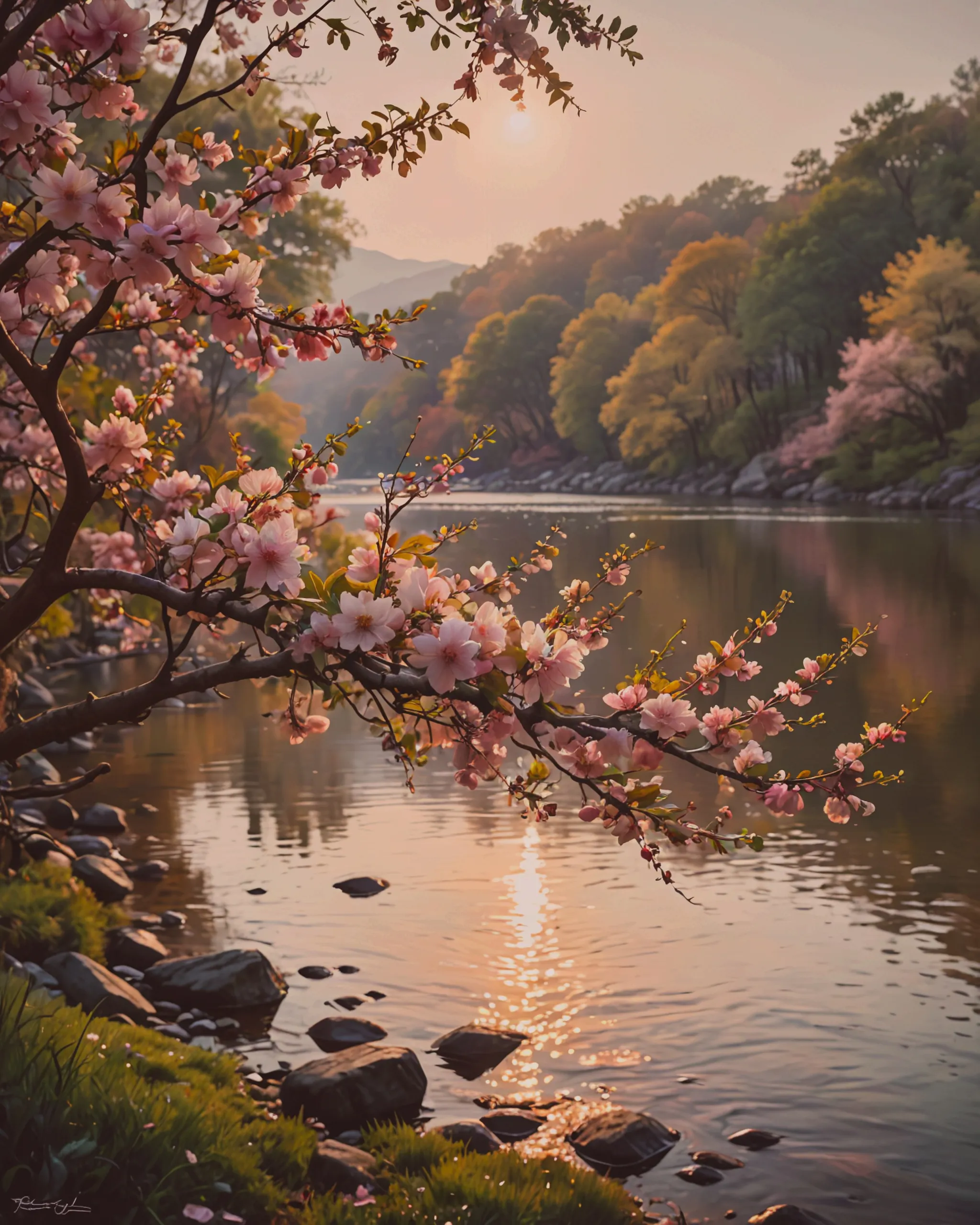 A tranquil morning scene a serene - Free AI Photo Generator - starryai