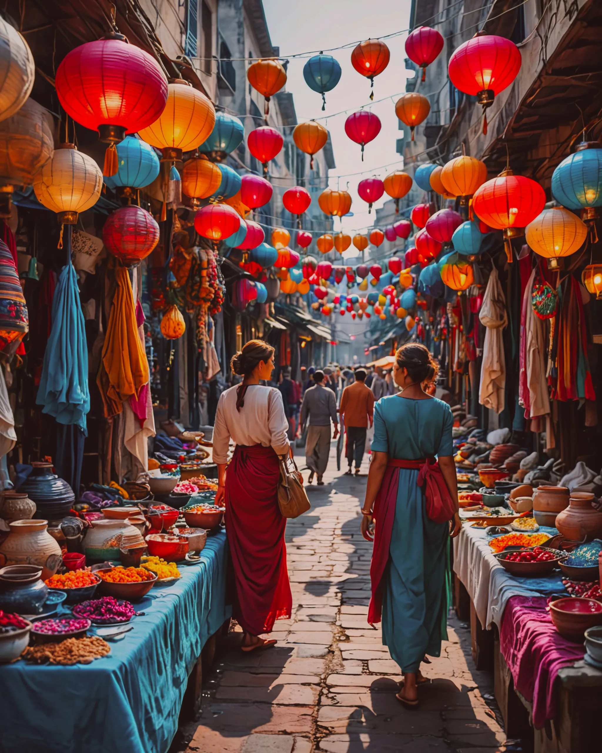 Create a vibrant, bustling bazaar - Free AI Photo Generator - starryai