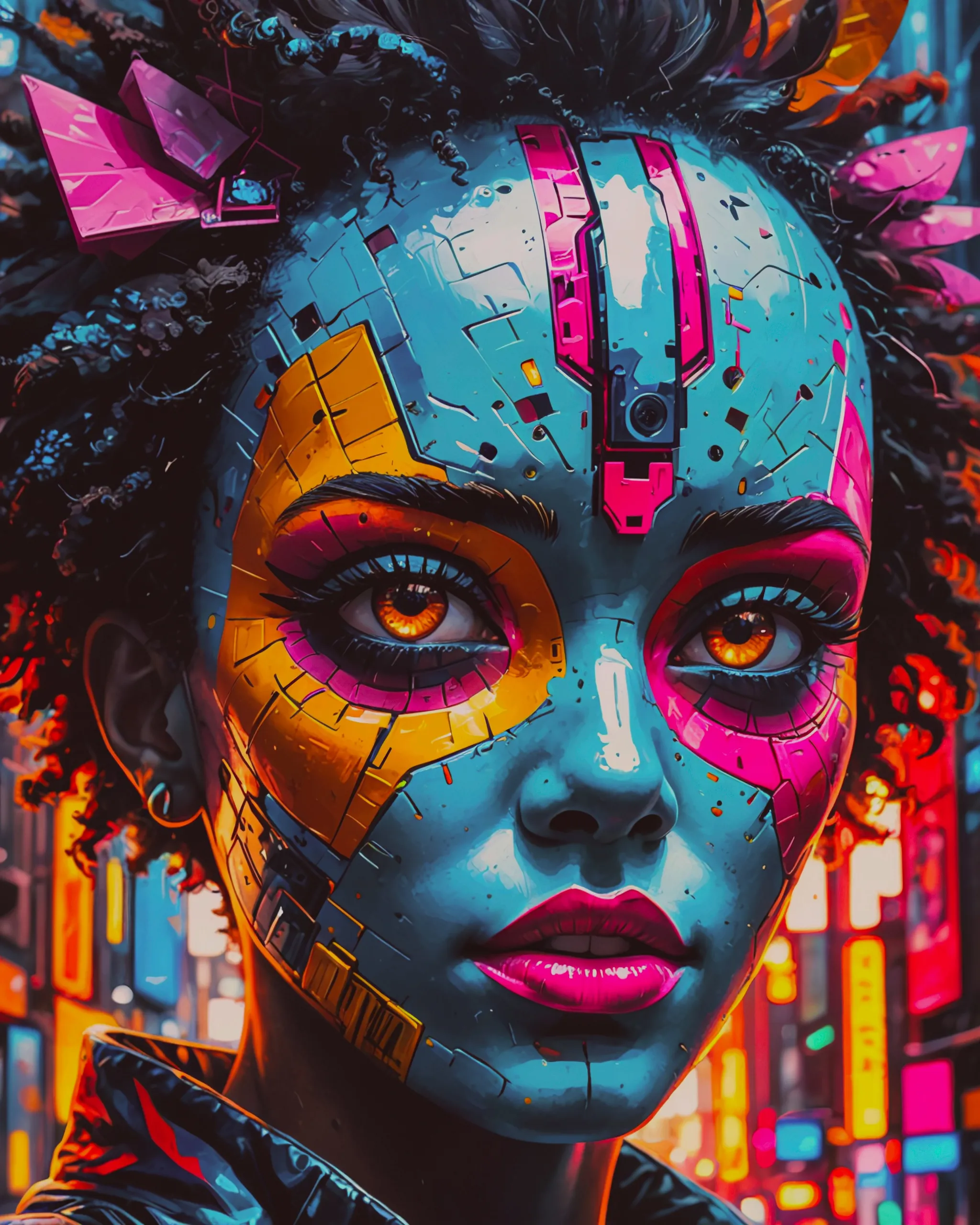 Colourful cubist masks, African - Free AI Photo Generator - starryai
